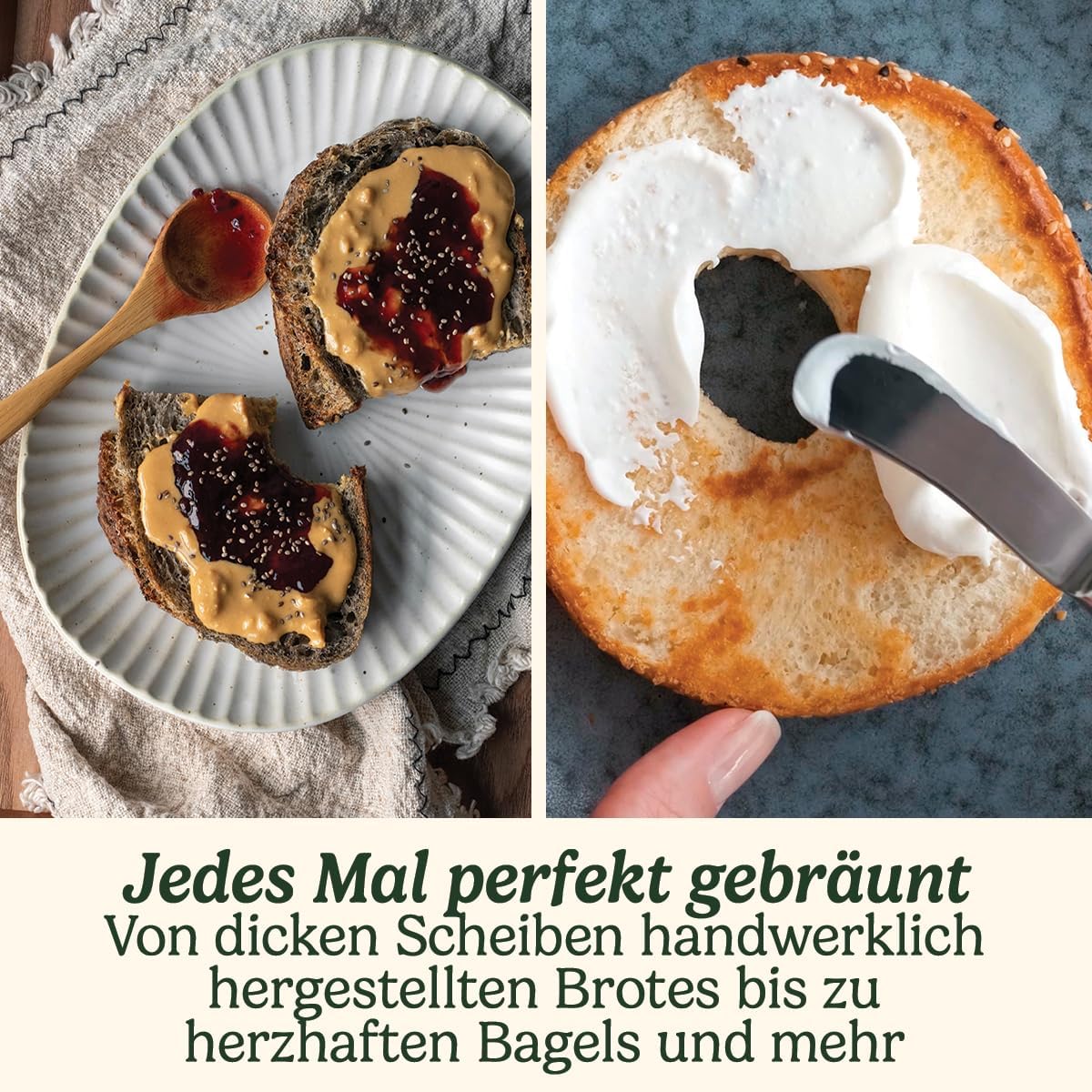 4-Scheiben-Toaster mit breiten Schlitzen und 6 Bräunungsstufen, 4-Scheiben Pistaziengrün