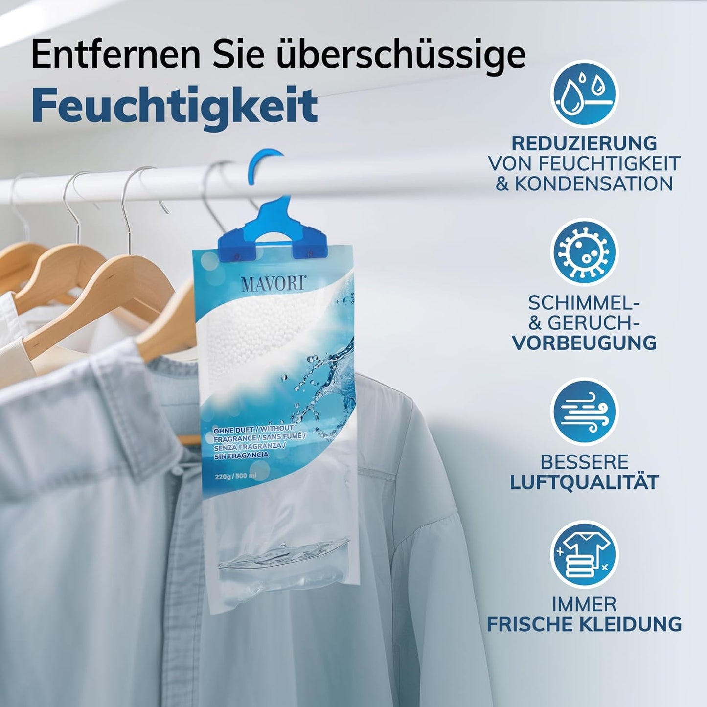 Luftentfeuchter zum Aufhängen, 20 Stück, ohne Duft, Ohne Duft 20er Set