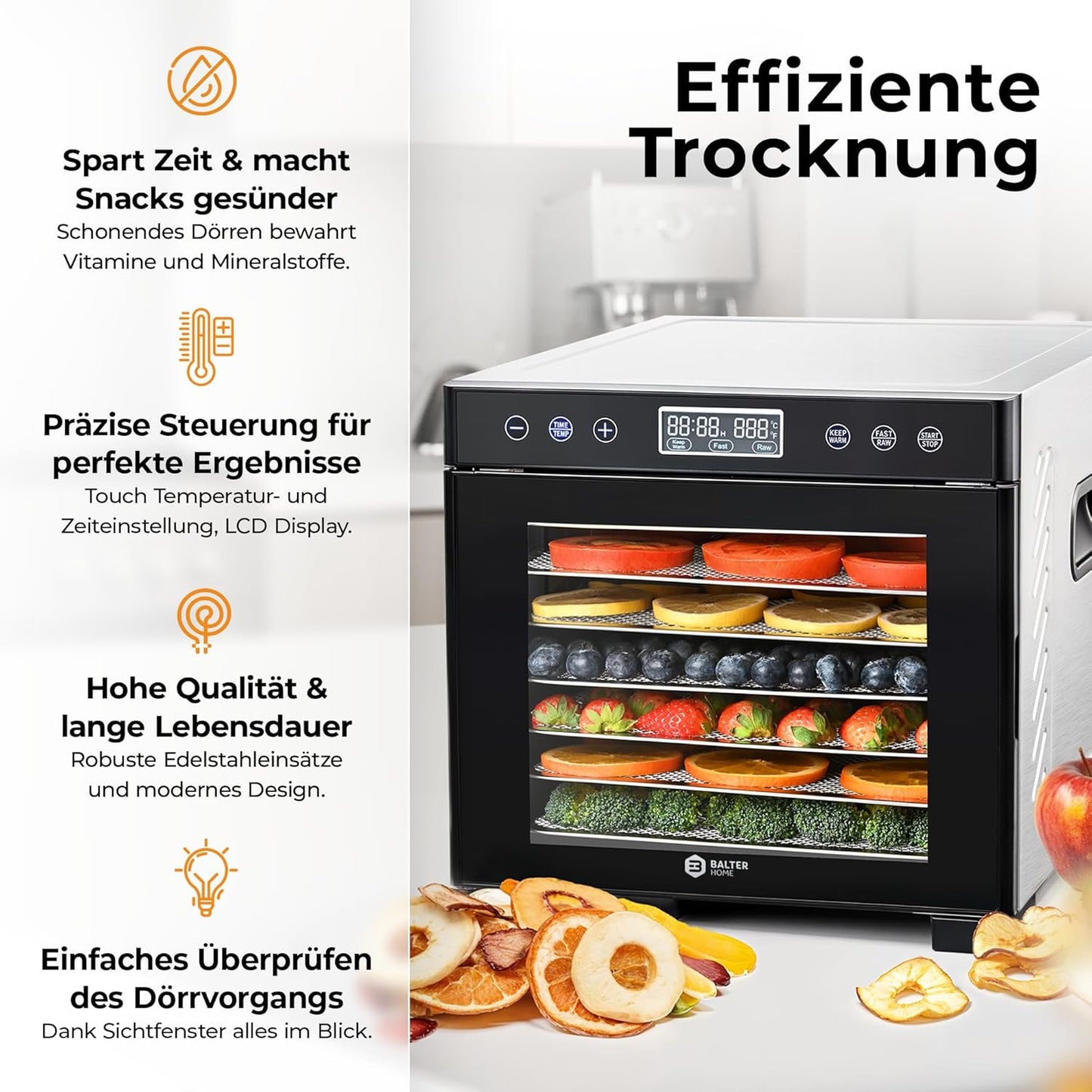 Dörrautomat mit 7 Etagen und Timer, C. 7 Etagen