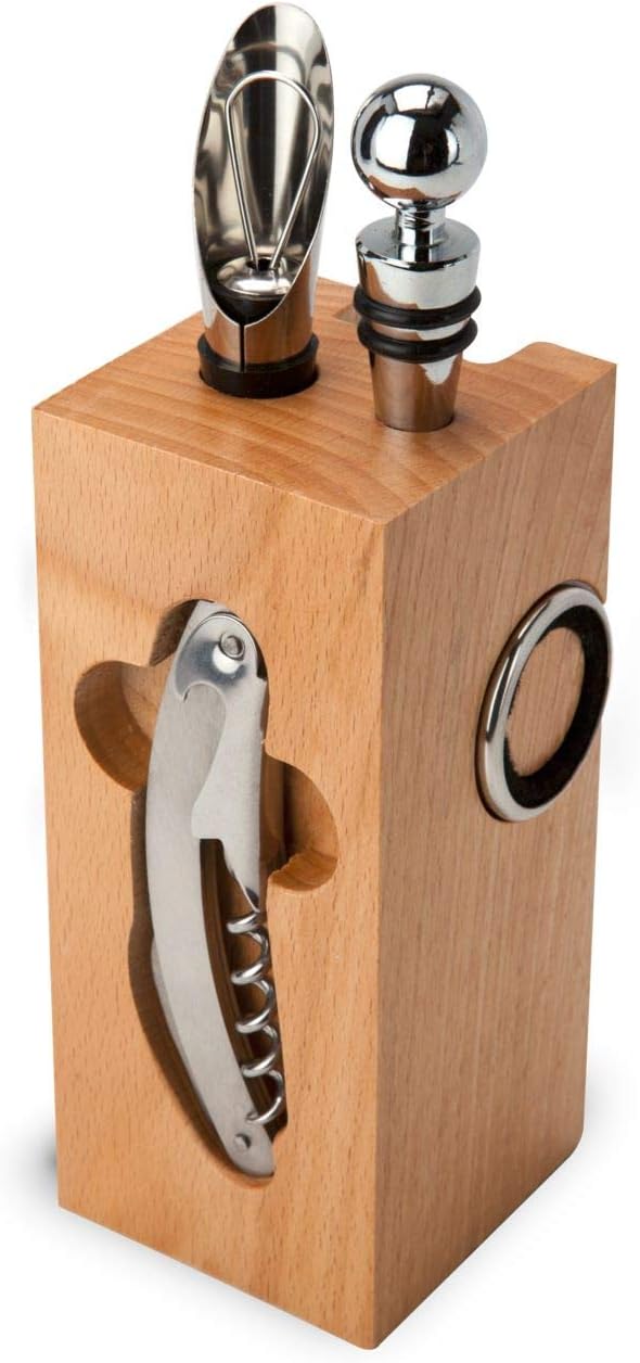7-teiliges Weinzubehör-Set mit Block