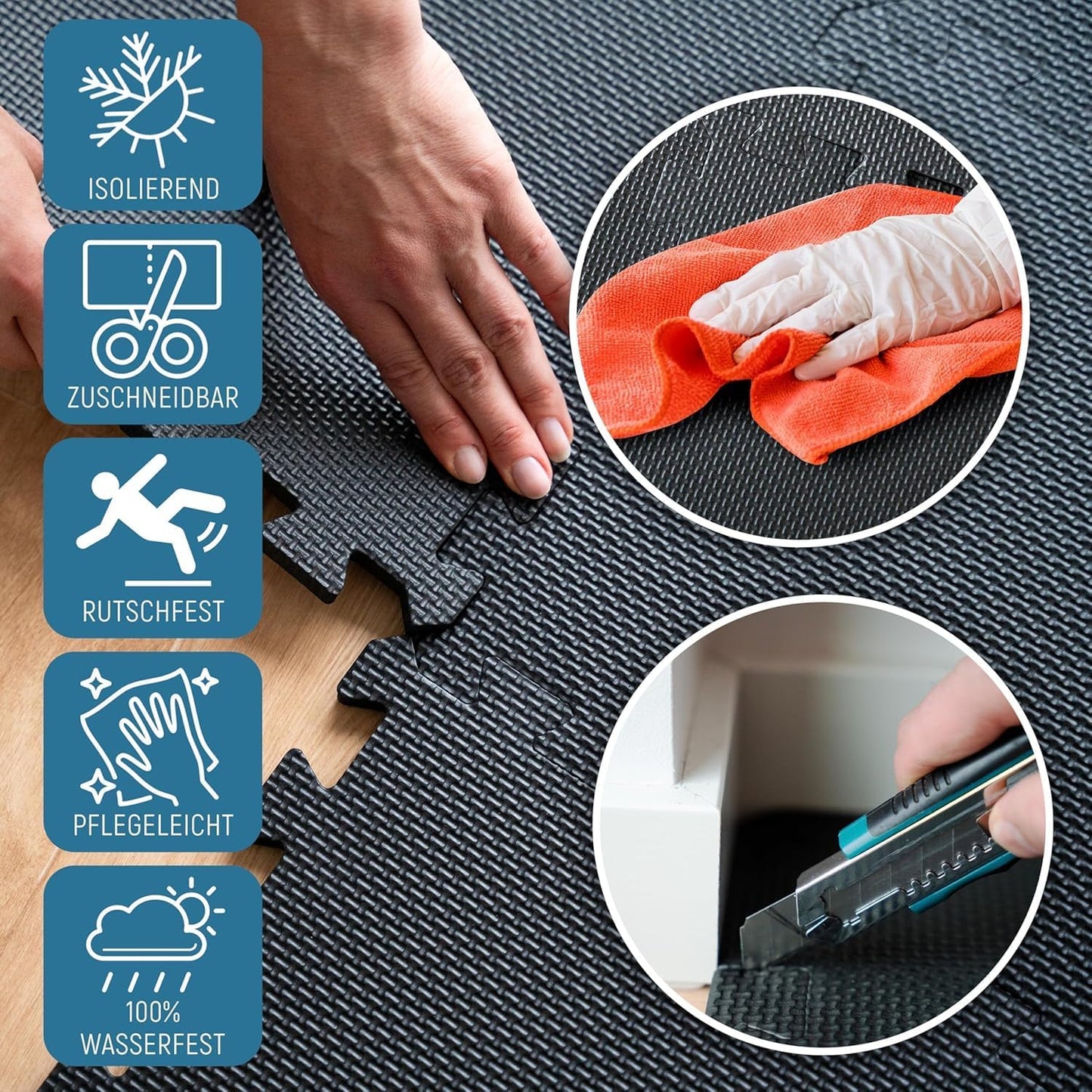 Bodenschutz-Puzzlematte, 72 Stück, Bodenschutzmatte Anthrazit | 72 Matten | 6,8 M²