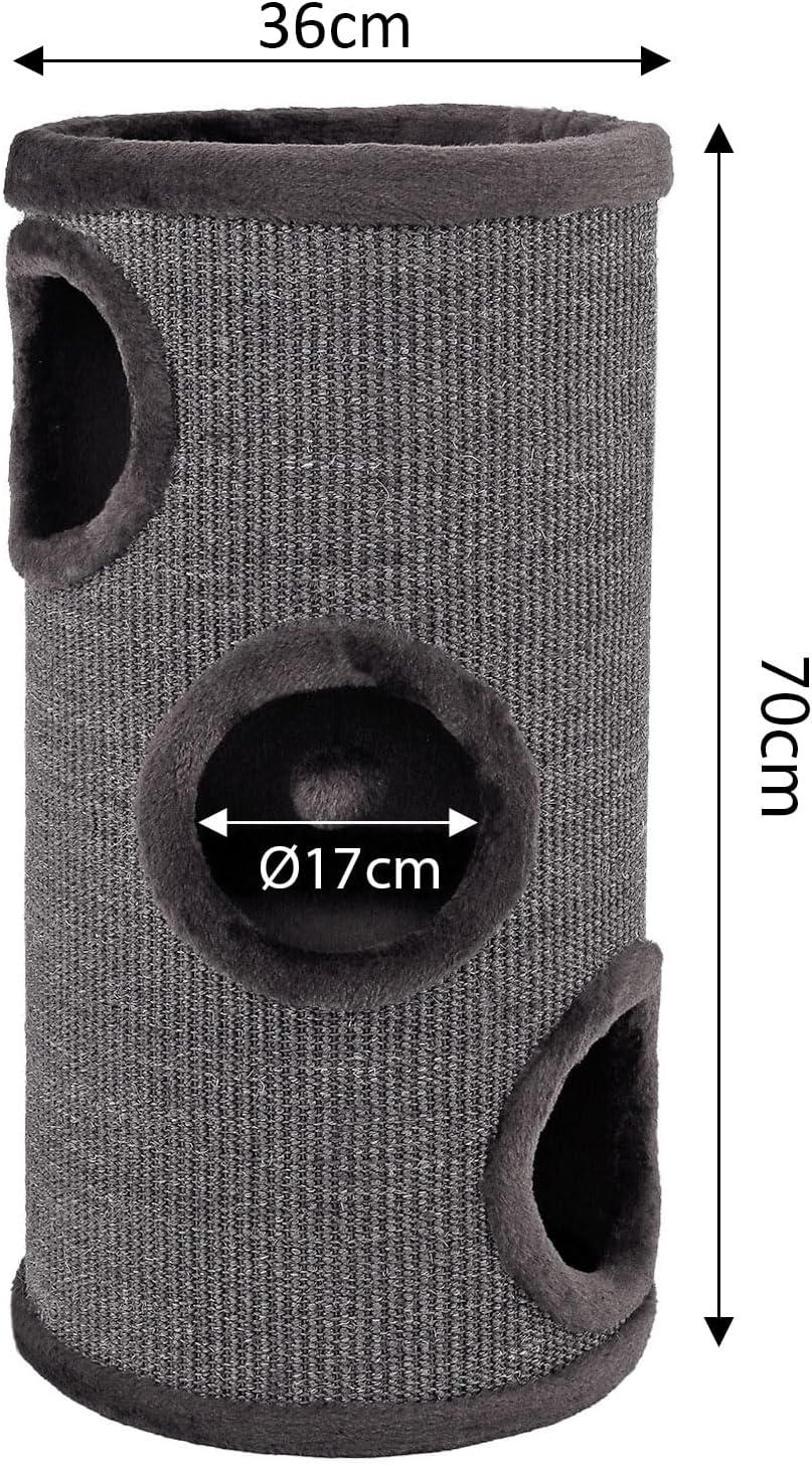 Kratztonne mit Spielball & Verstecken, Grau 70 cm Höhe