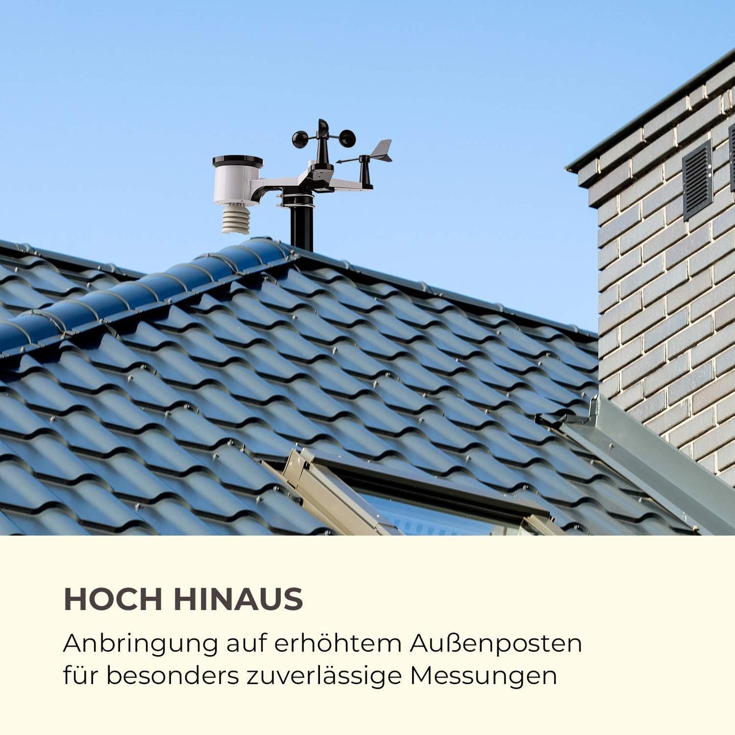 Profi-Wetterstation mit App-Steuerung, schwarz-weiss