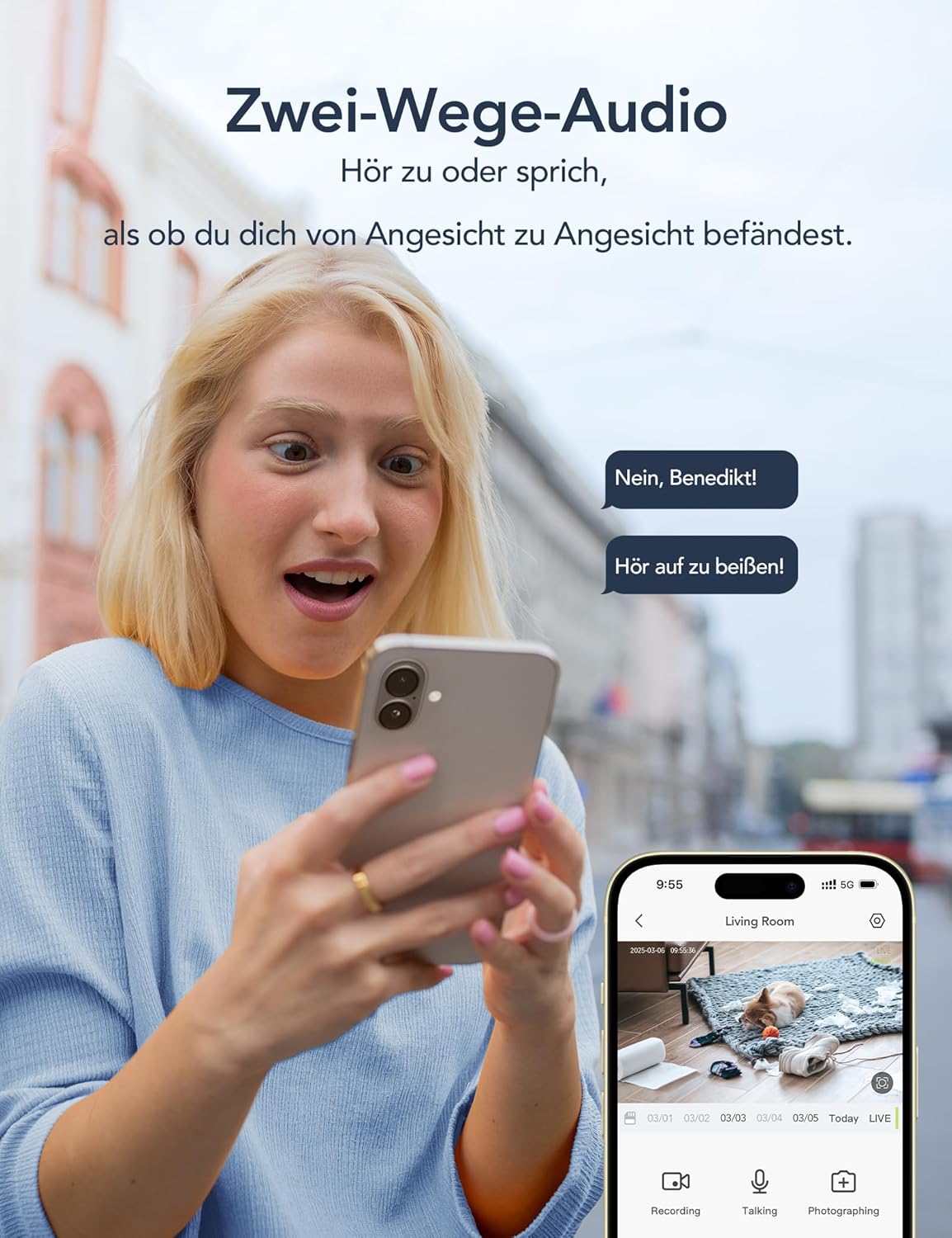 Innen-Überwachungskamera mit 360° WLAN und 2K Auflösung, 2K-1pack