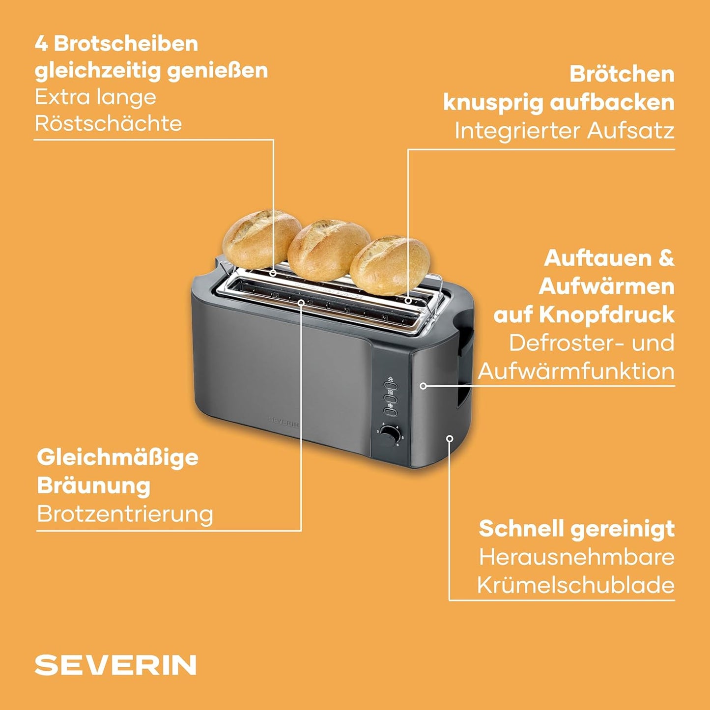 Langschlitztoaster AT 9341, Dark Inox