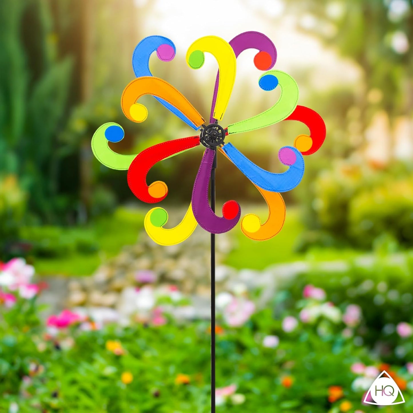Windspiel Deko Windmühle mit Standstab, Rainbow Blade