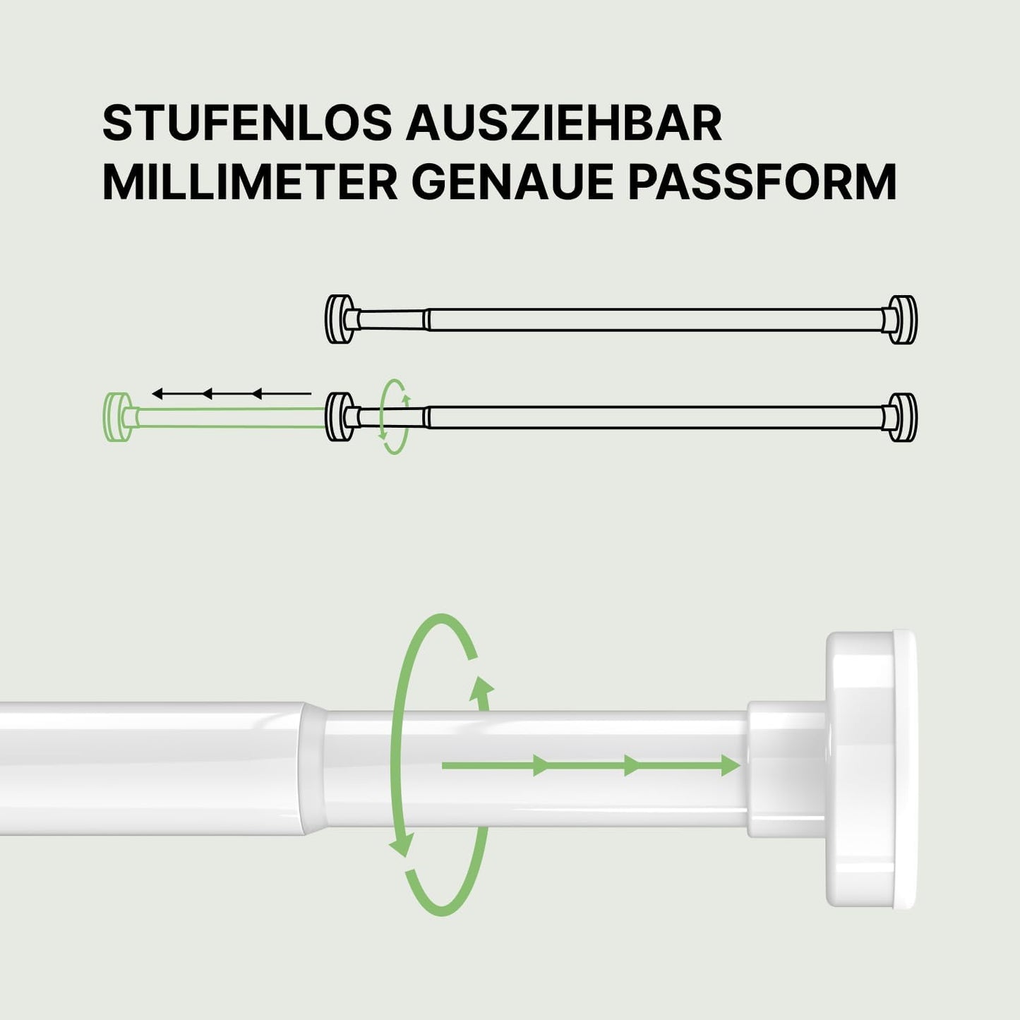 Klemmstange für Gardinen, 50-80cm [1Stück] Weiss