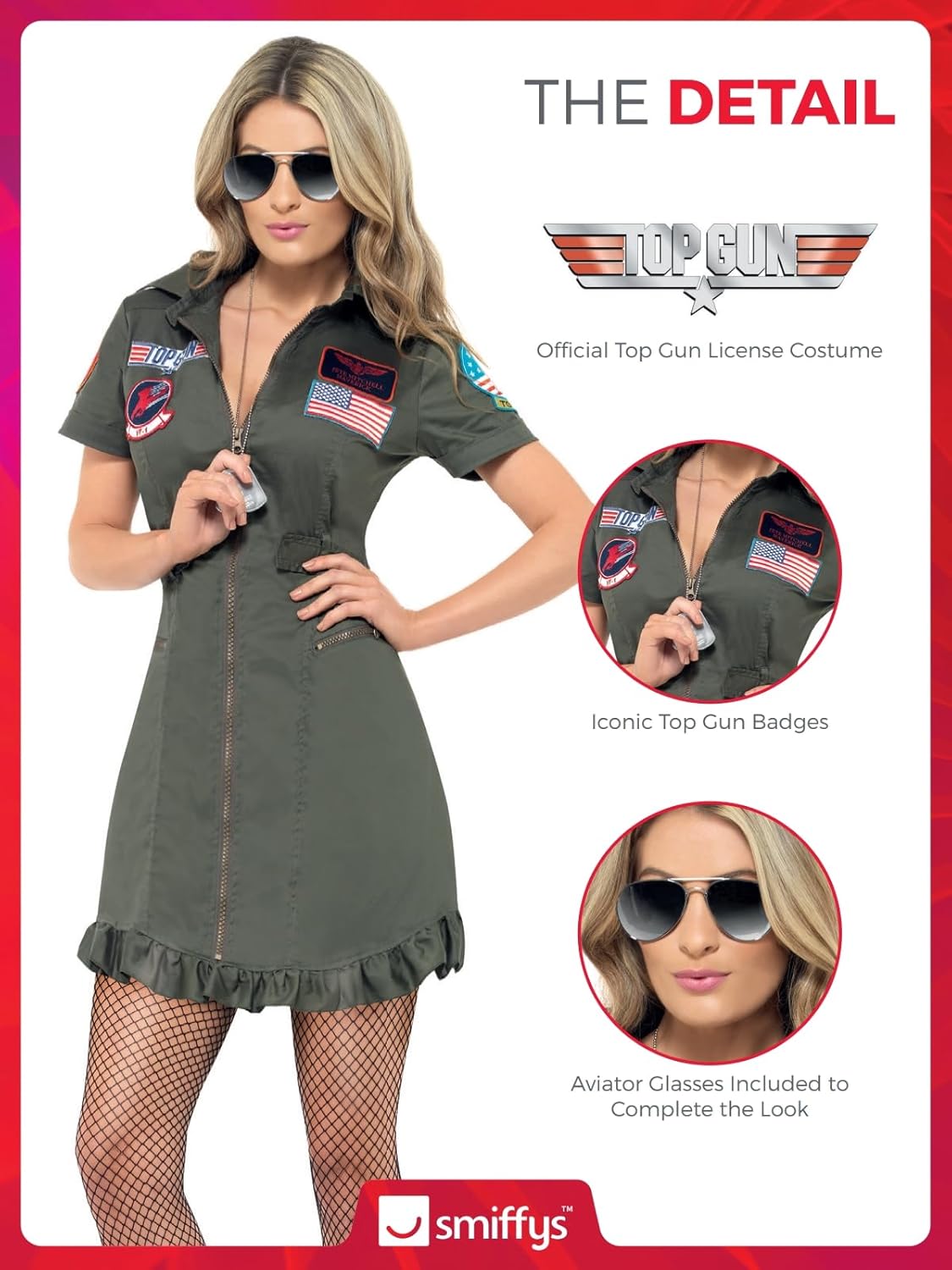 Sexy Damen Kostüm Top Gun: Deluxe, Größe: 40-42