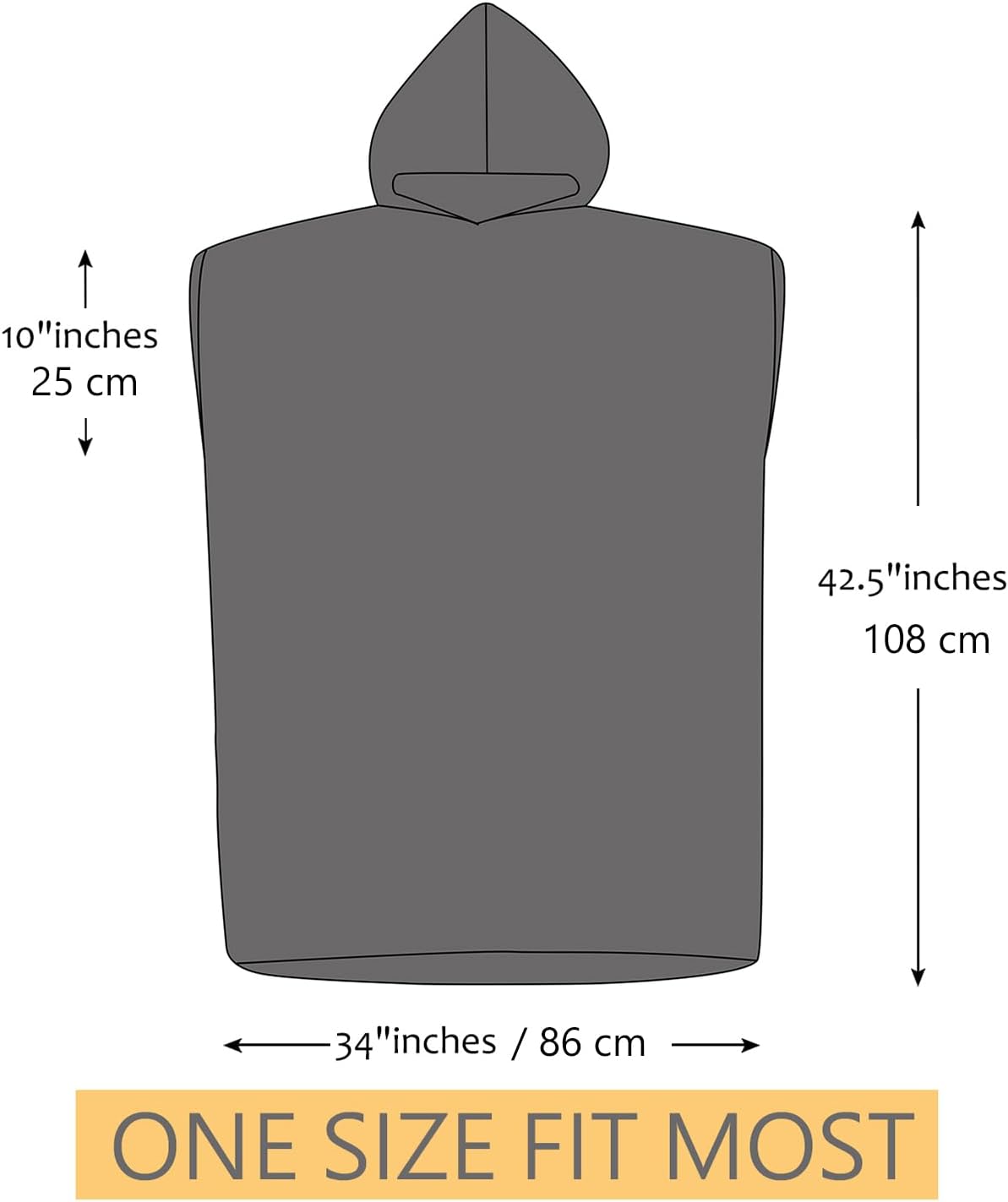 Mikrofaser Surfponcho mit Kapuze, Hellblau
