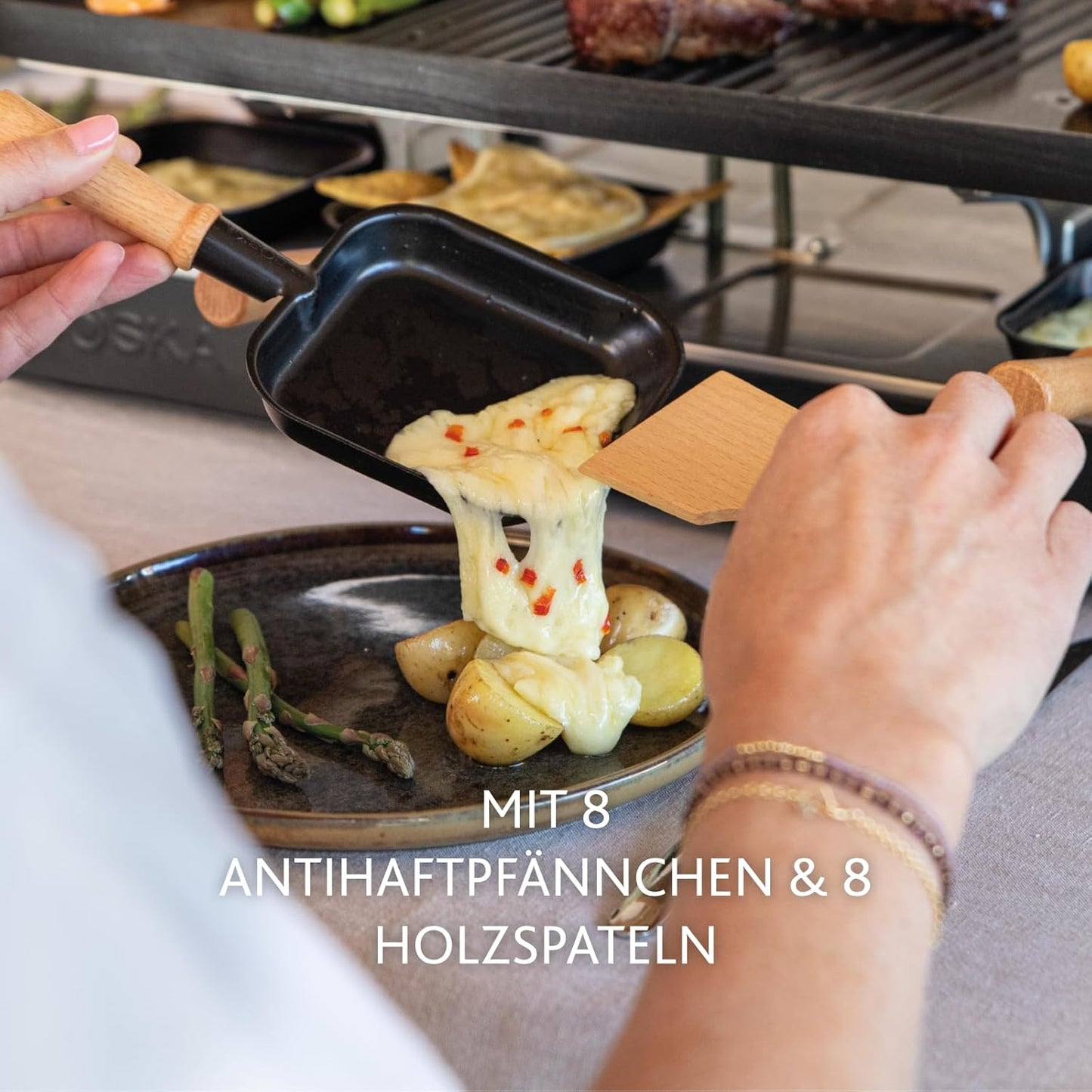 Raclette Grill für 8 Personen mit Keramikplatte