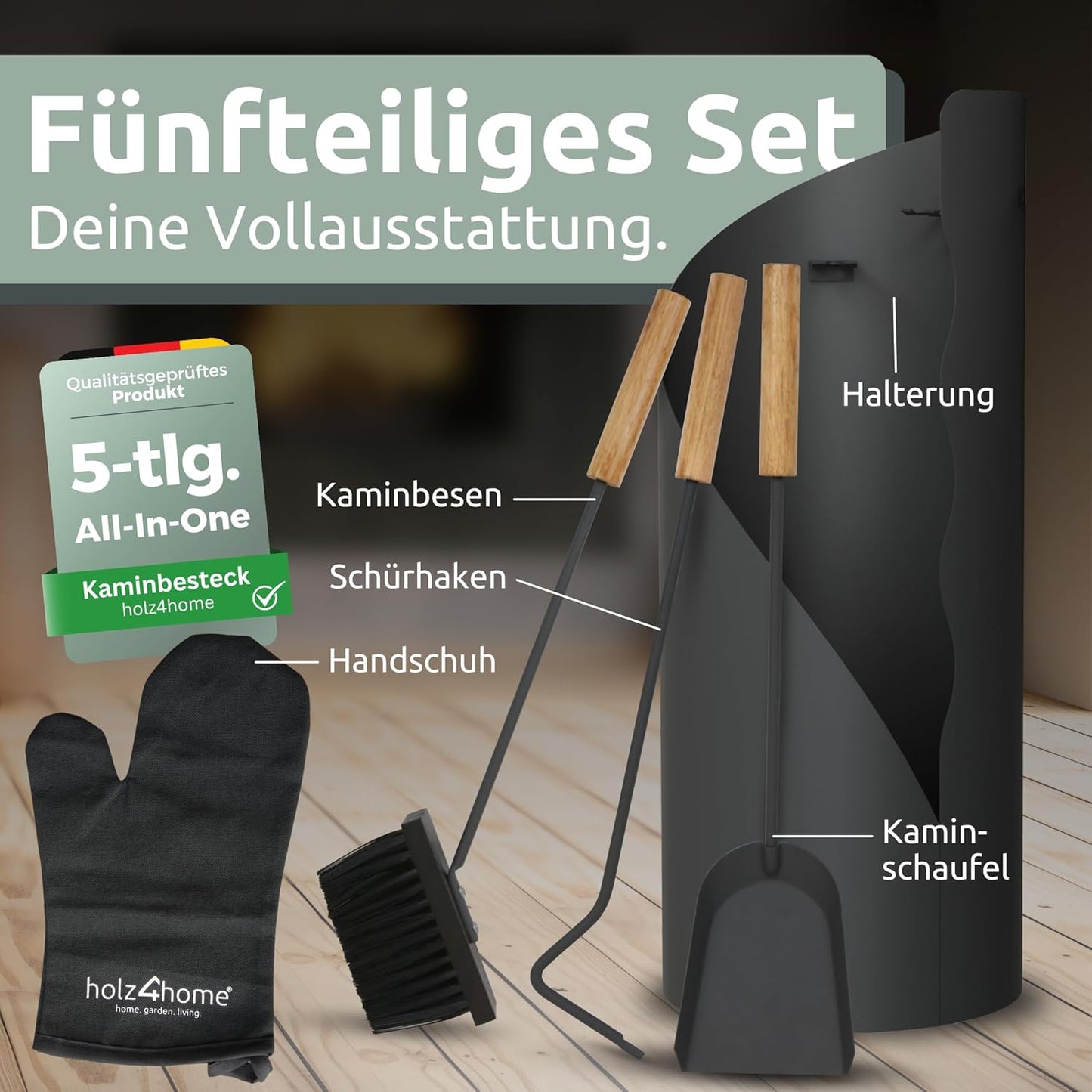 5-teiliges Kaminbesteck-Set