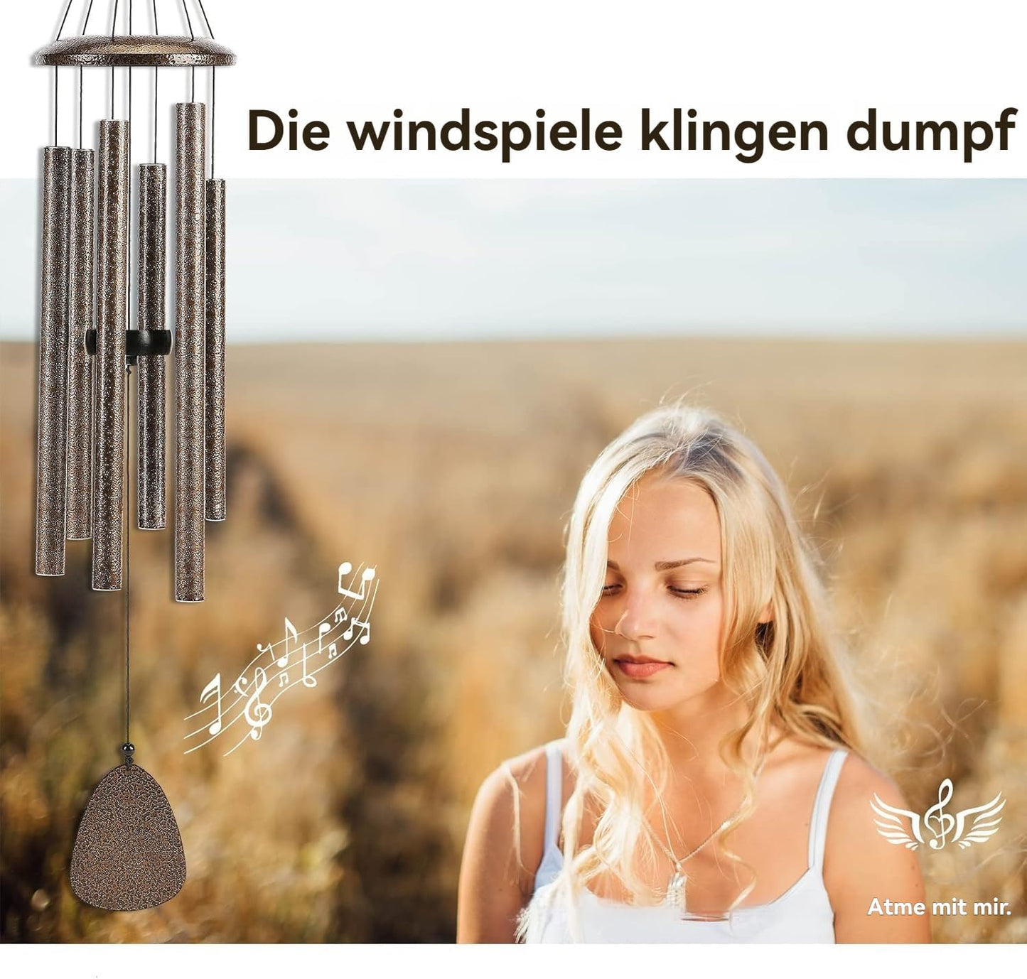 Hängendes Windspiel, 32" Kaffee