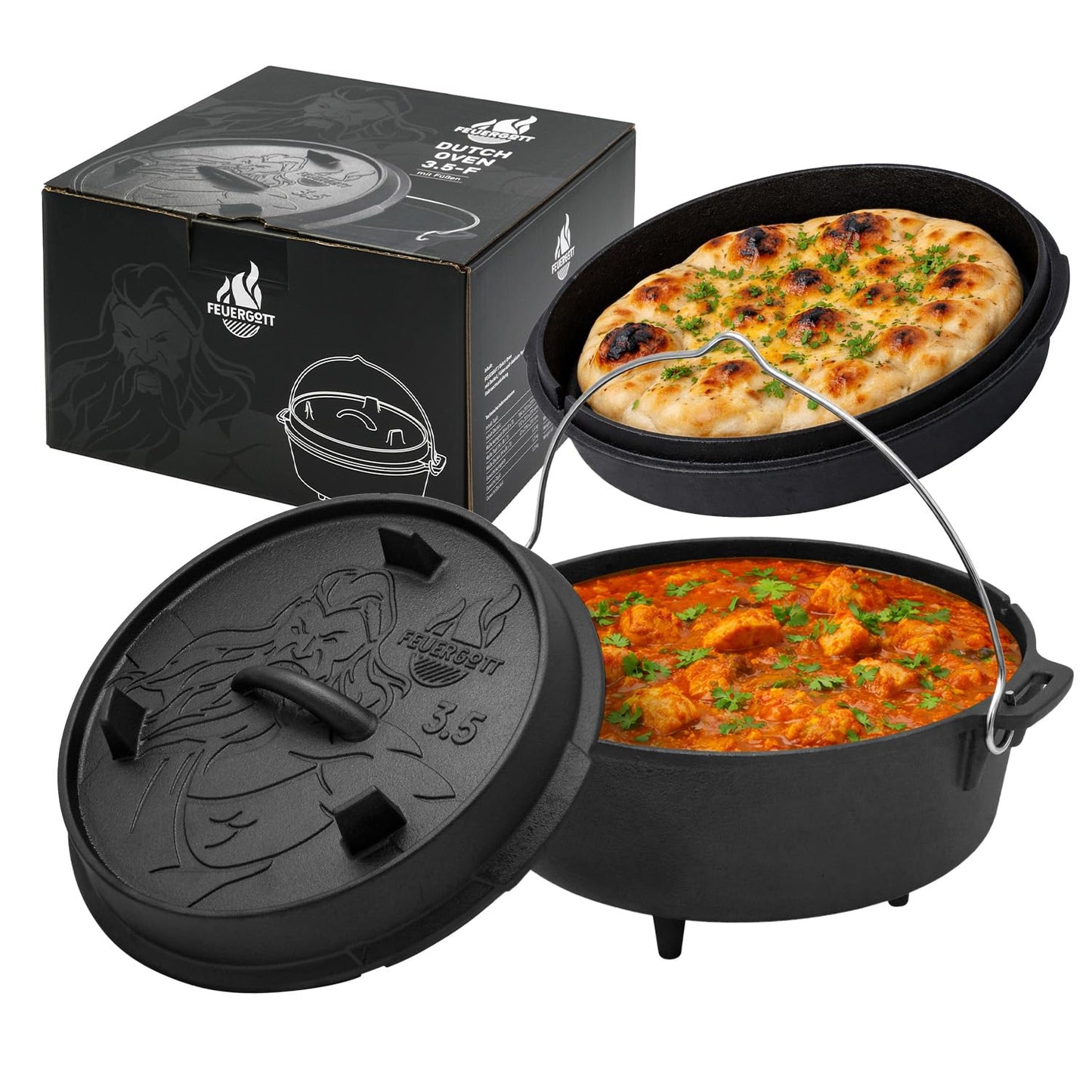 Dutch Oven 3,5L mit Standfüssen, Mit Standfüssen 3,5 Liter