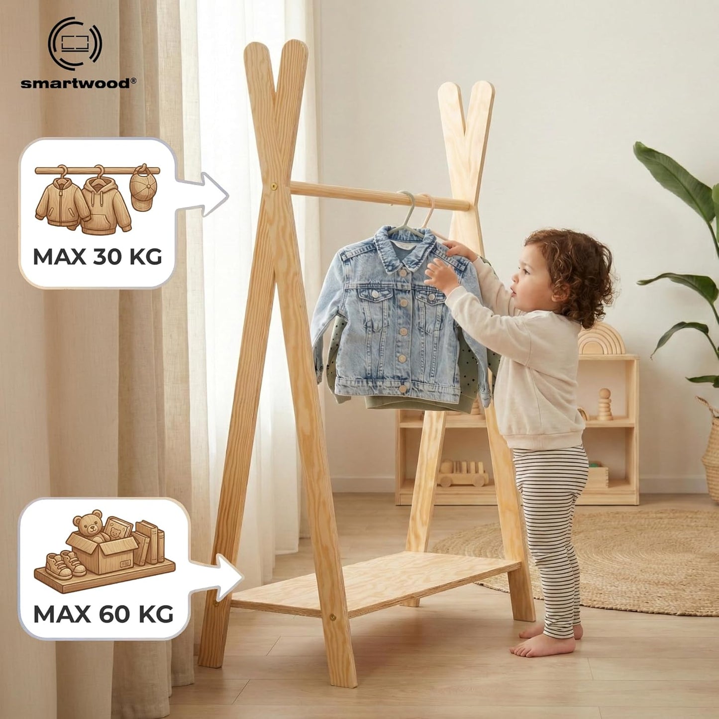Kinder-Kleiderständer Tipi, M