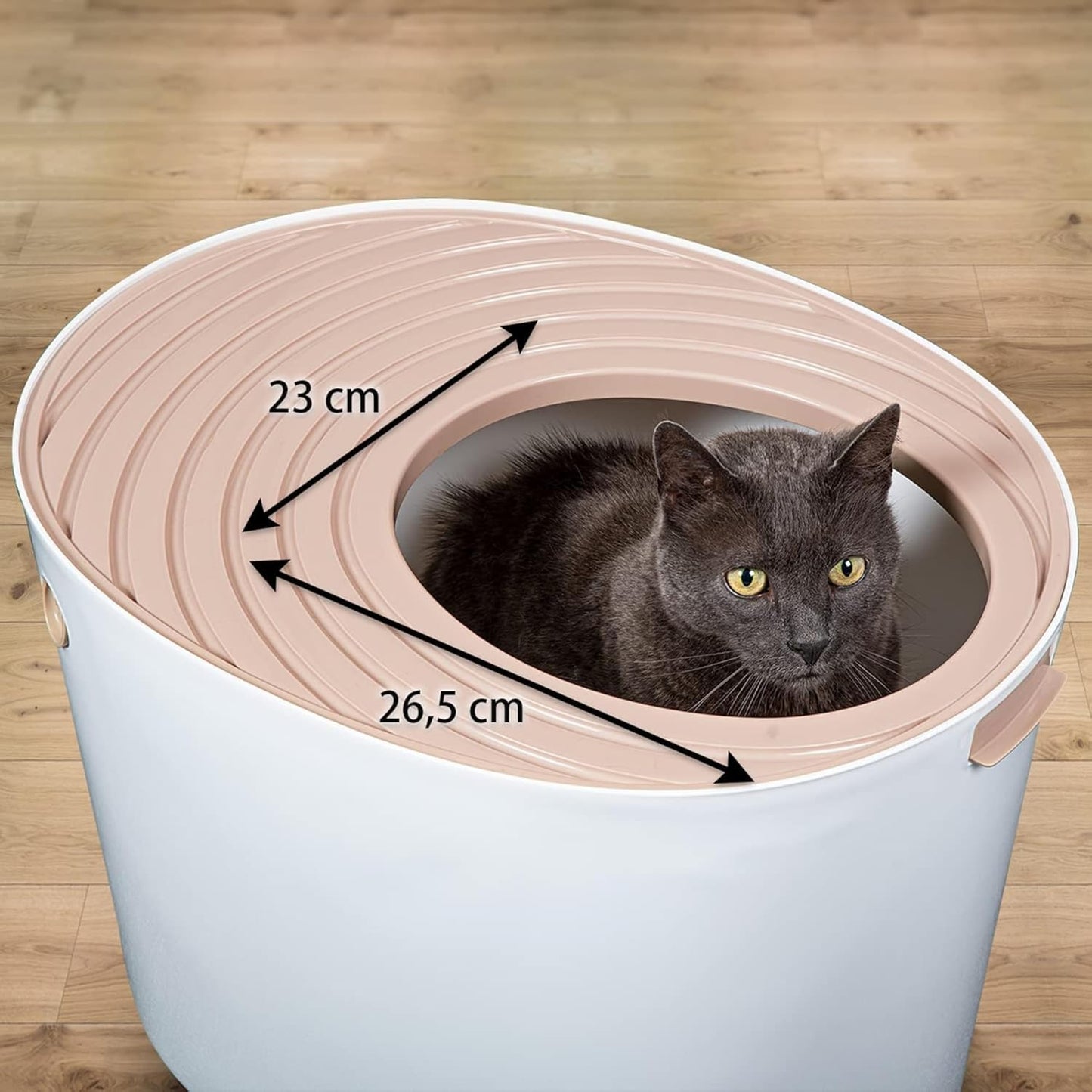 Katzentoilette PUNT-530 mit Deckel und Schaufel, Beige Gross