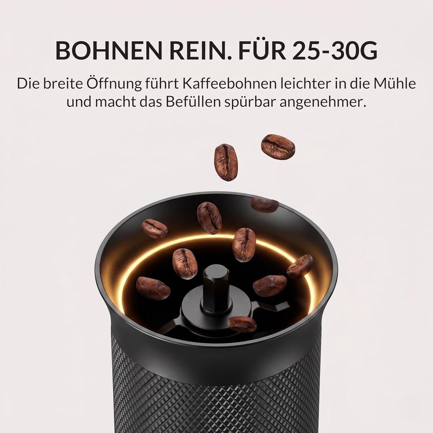 Handkaffeemühle mit Kegelmahlwerk, Walnussgriff