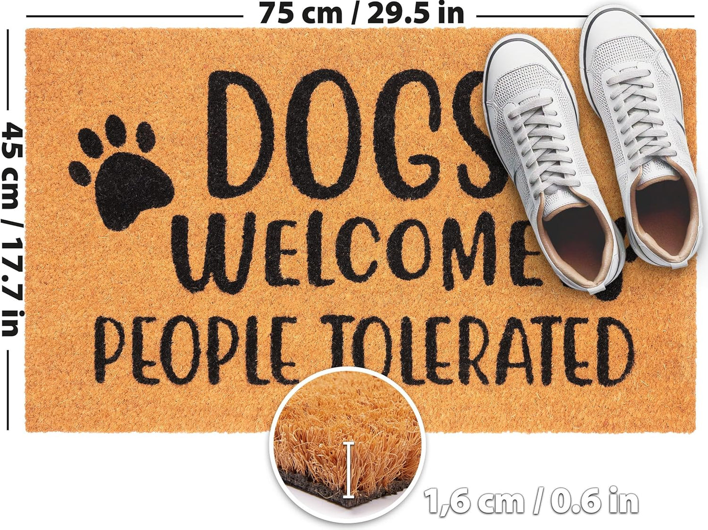 Antirutsch Fussmatte, Dogs Welcome - People Tolerated