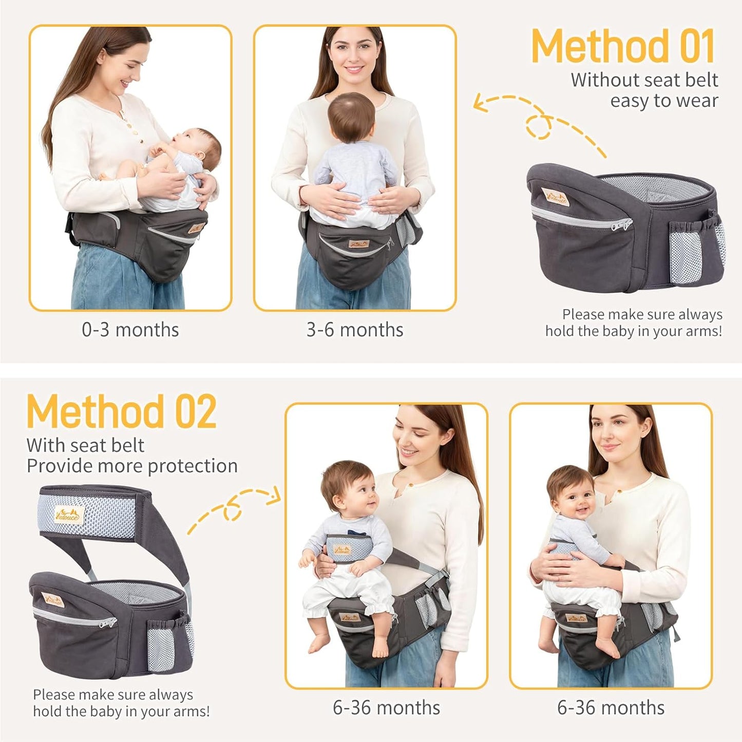 Ergonomischer Baby Hüftsitz, Dunkegray