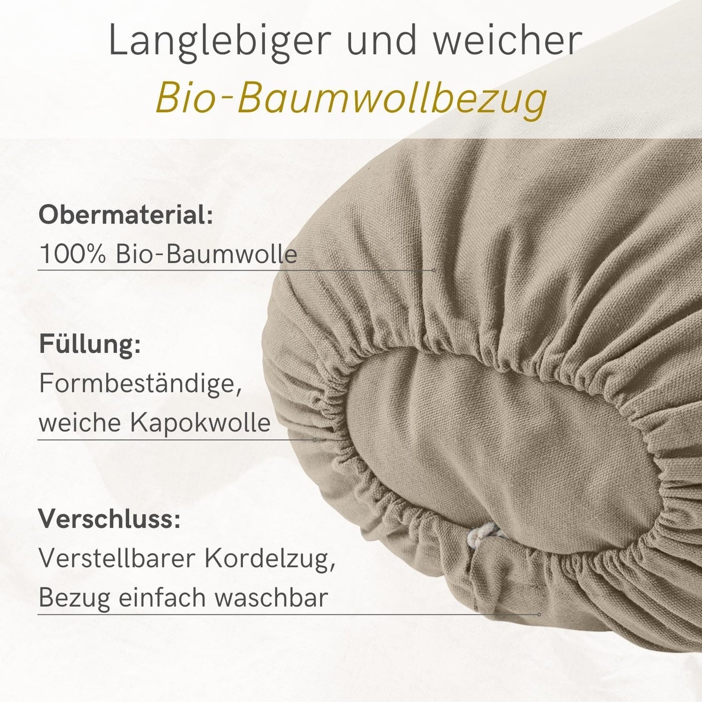 Yoga Bolster, Light Taupe