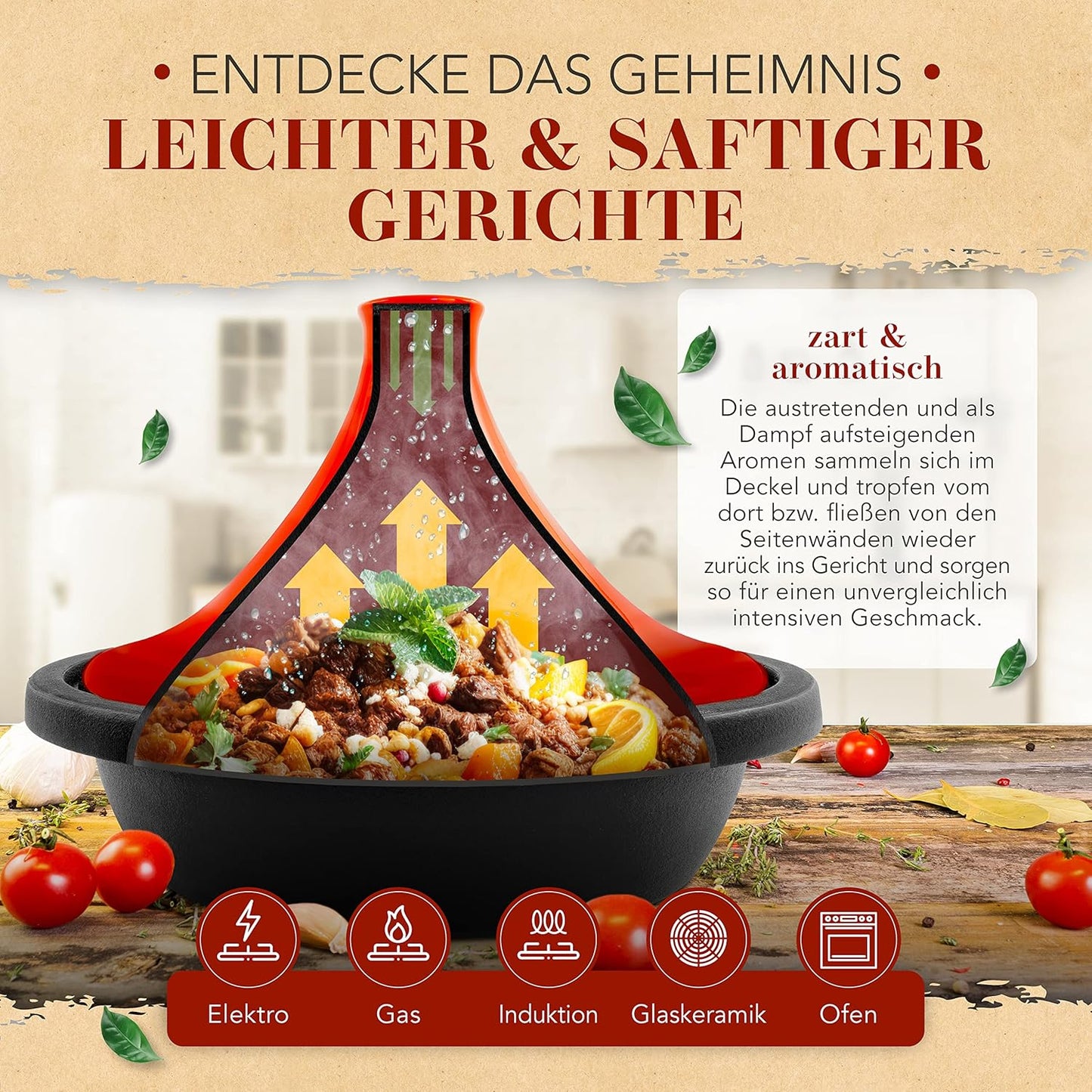 Tajine-Topf aus Gusseisen für 2-4 Personen