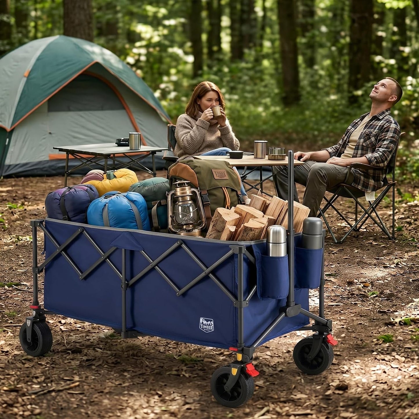 Faltbarer Bollerwagen mit All-Terrain Rädern, Blau