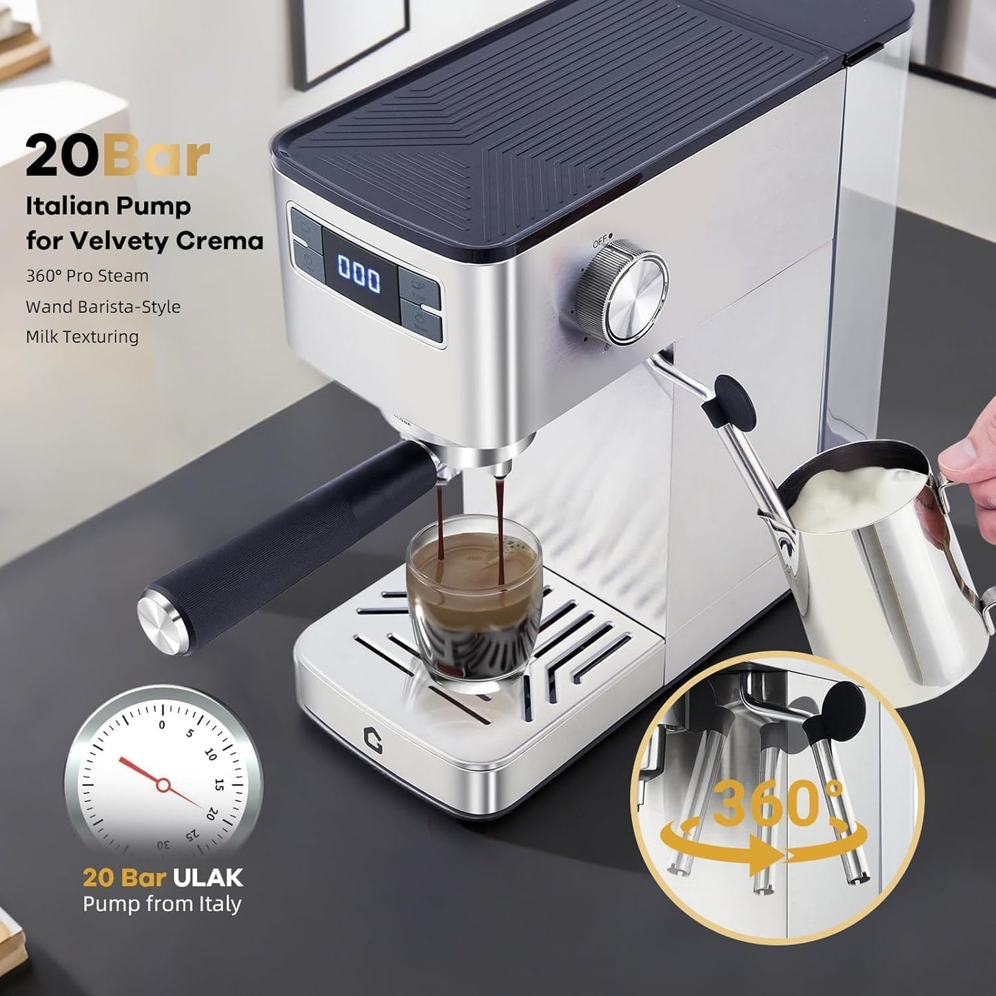 Espressomaschine, 20 Bar Druck 1,25L