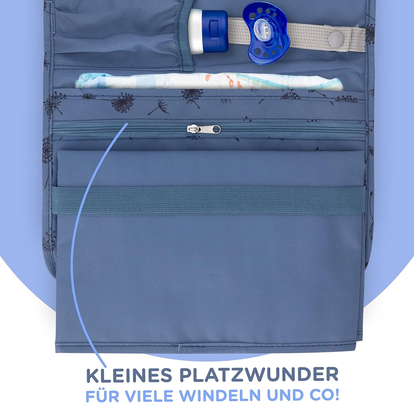 Windeltasche mit Wickelunterlage für unterwegs, Blau