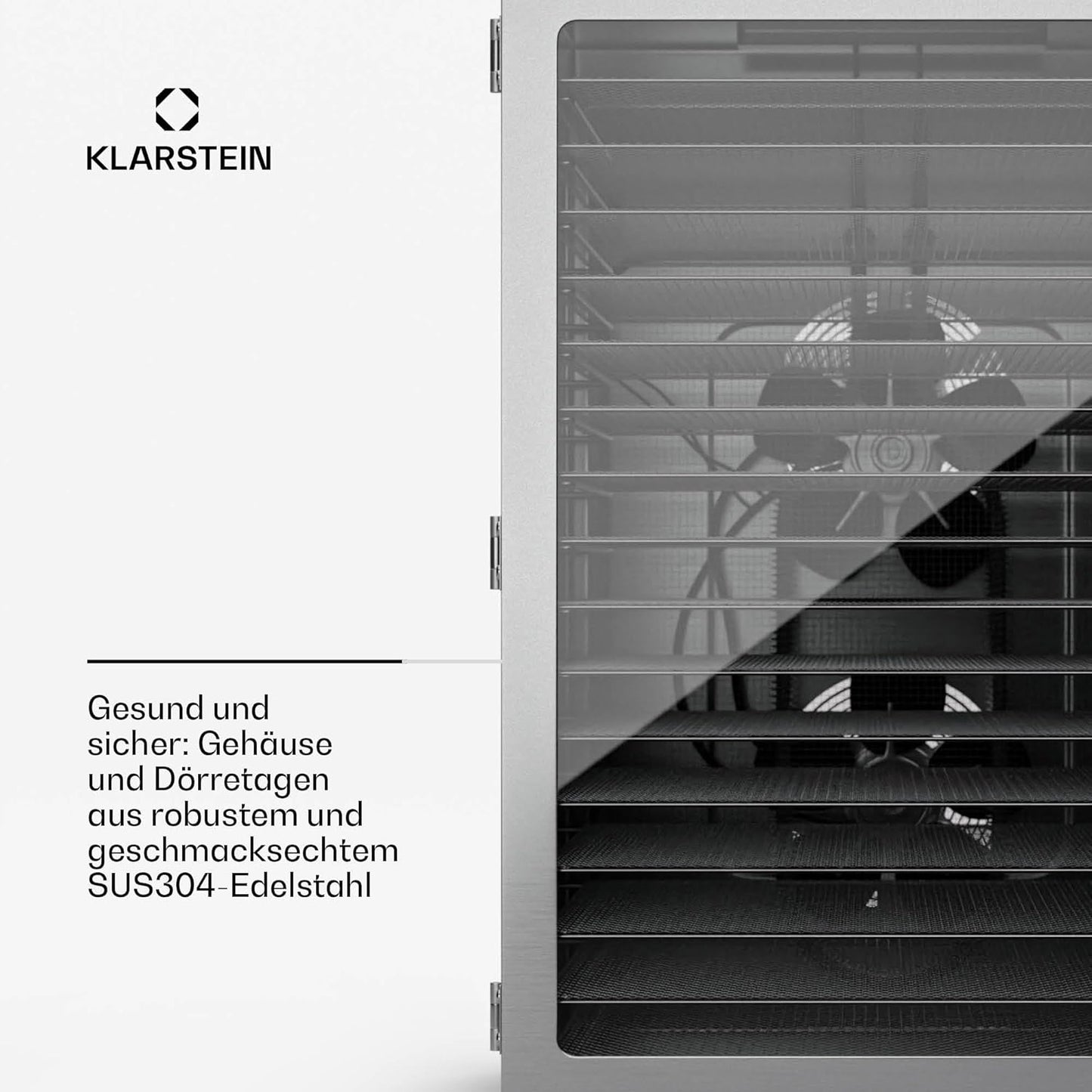 Dörrgerät mit 16 Tabletts & Timer, 16 Tabletts Edelstahl_stahl