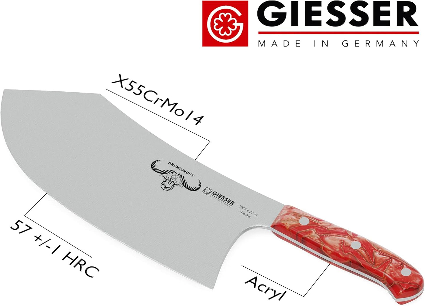 Red Diamond Hackmesser, 22 cm Küchenbeil / Red Diamond