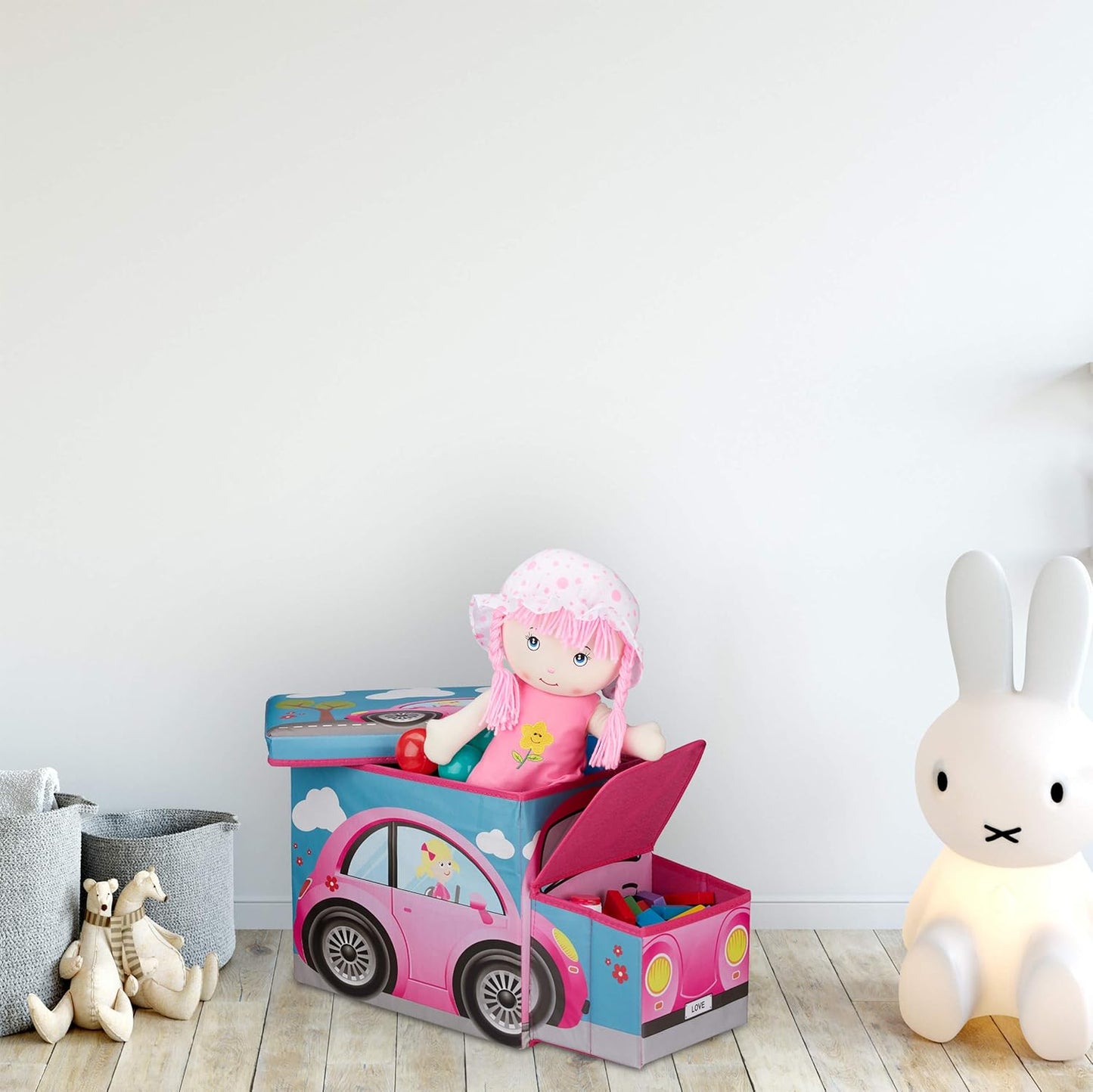 Sitzbox für Kinder, Pinkes Auto