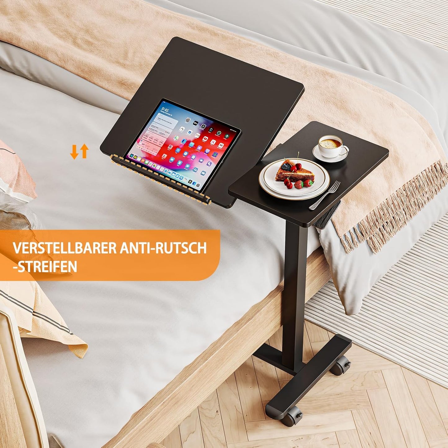 Höhenverstellbarer Beistelltisch, Schwarz Neigung verstellbar
