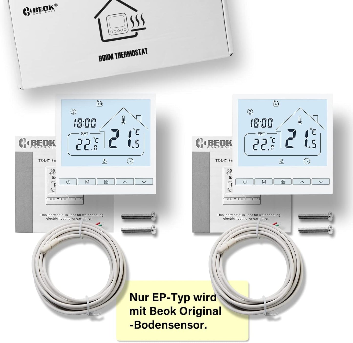 Heizungsthermostat, Wasserheizung Thermostat ; 2Stk_No-WIFI
