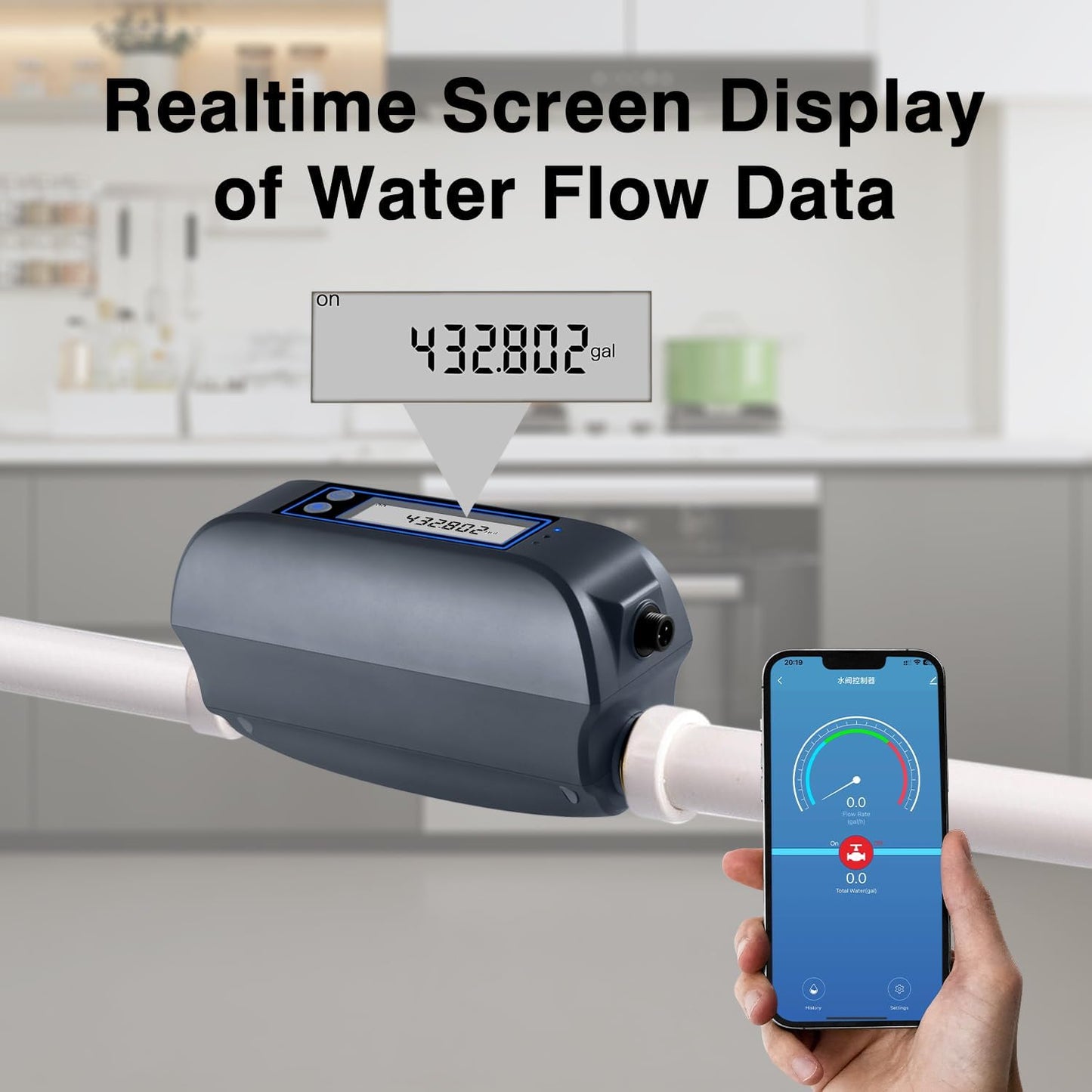 Smart-Wasserdurchflussmesser, Weiß
