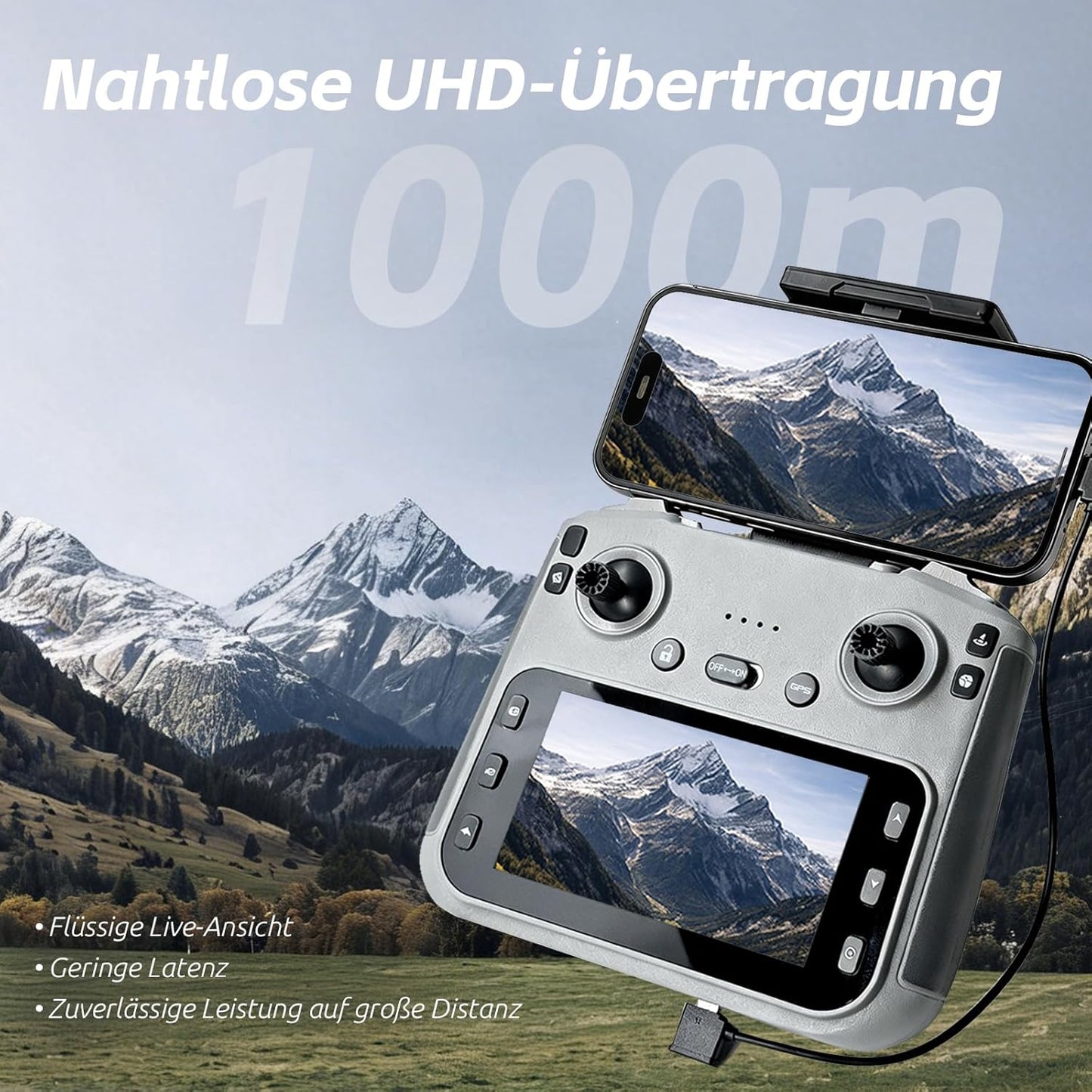 Faltbare GPS-Drohne mit 4K-Kamera, Mattiertes Kieselufergrau
