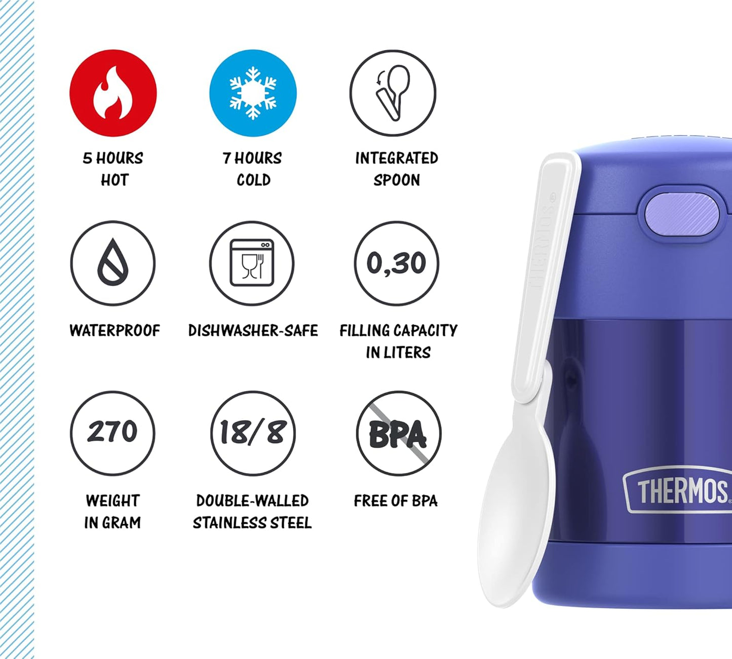 THERMOS Kinder Thermobehälter mit Löffel 0,30l, Purple
