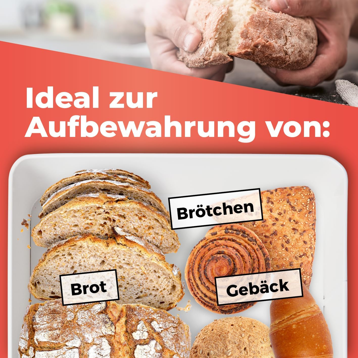 Cuisine Brotkasten mit Schneidebrett, Weiss