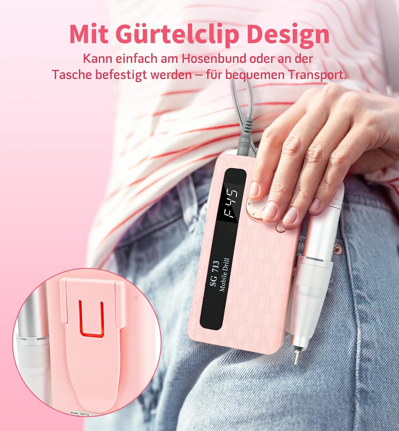 Elektrische Nagelfräse mit LED Display, 45000U/Min