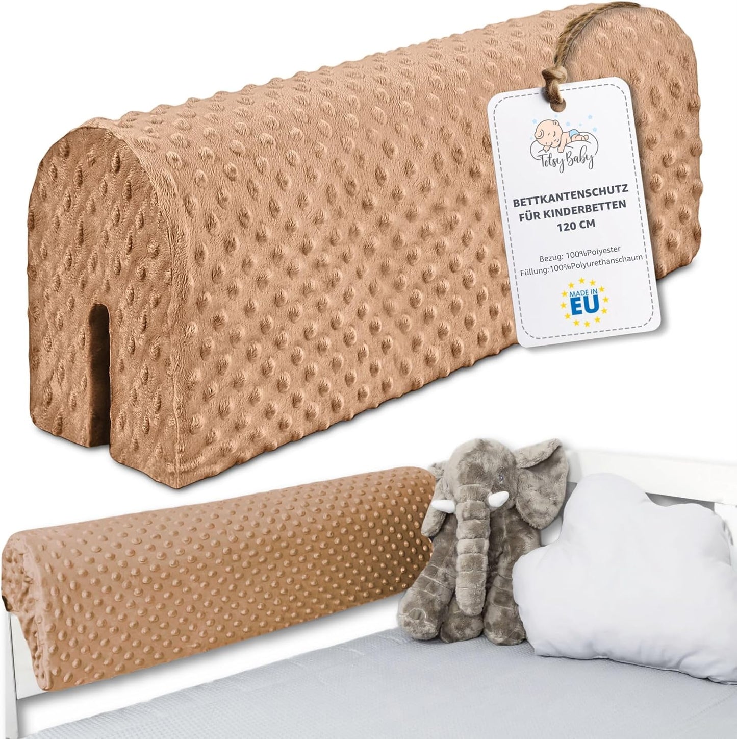 Bettkantenschutz für Kinderbetten 120 cm, Beige 120 cm