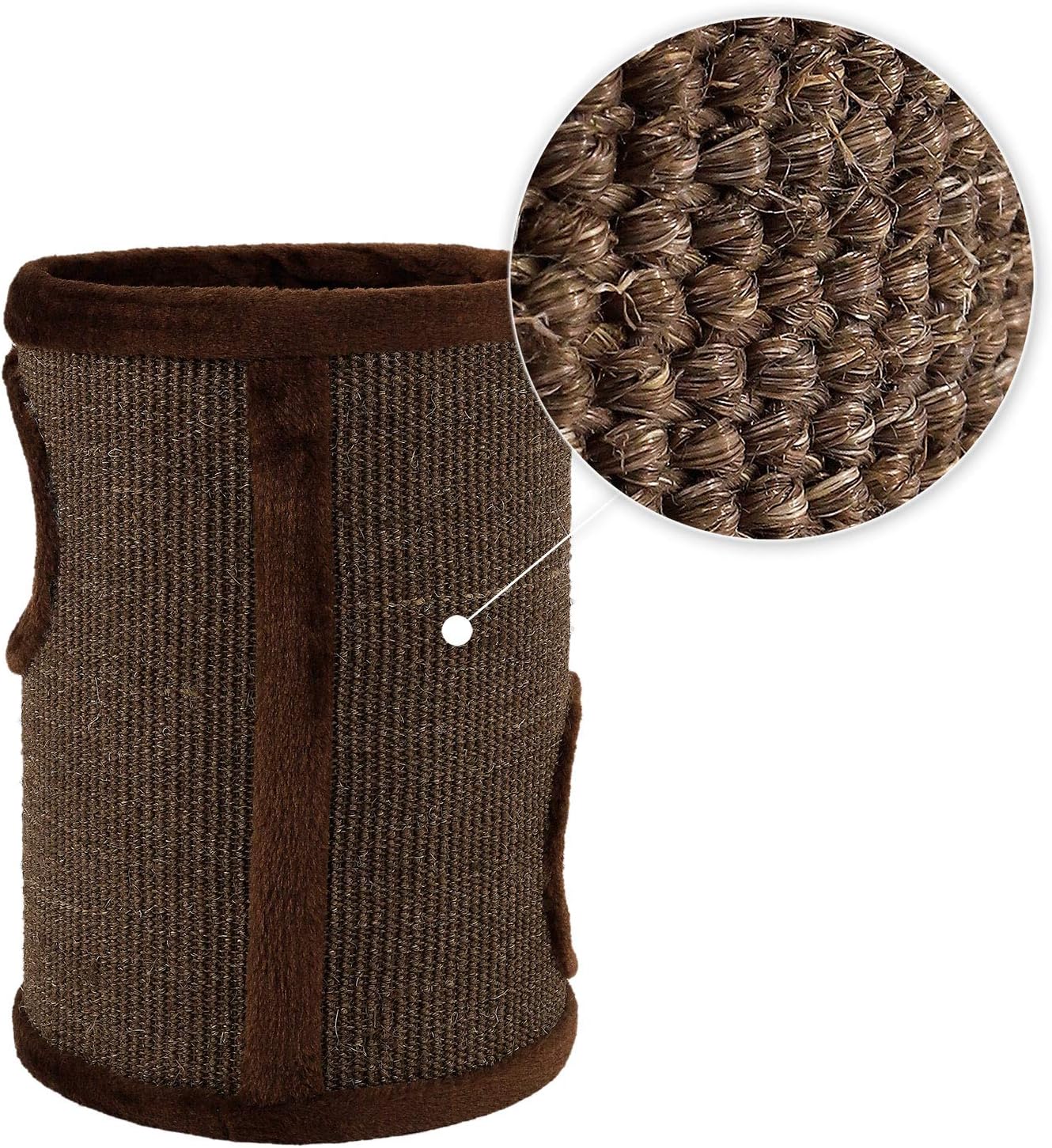 Kratztonne mit Sisal & Plüschrand, Braun 50 cm Höhe