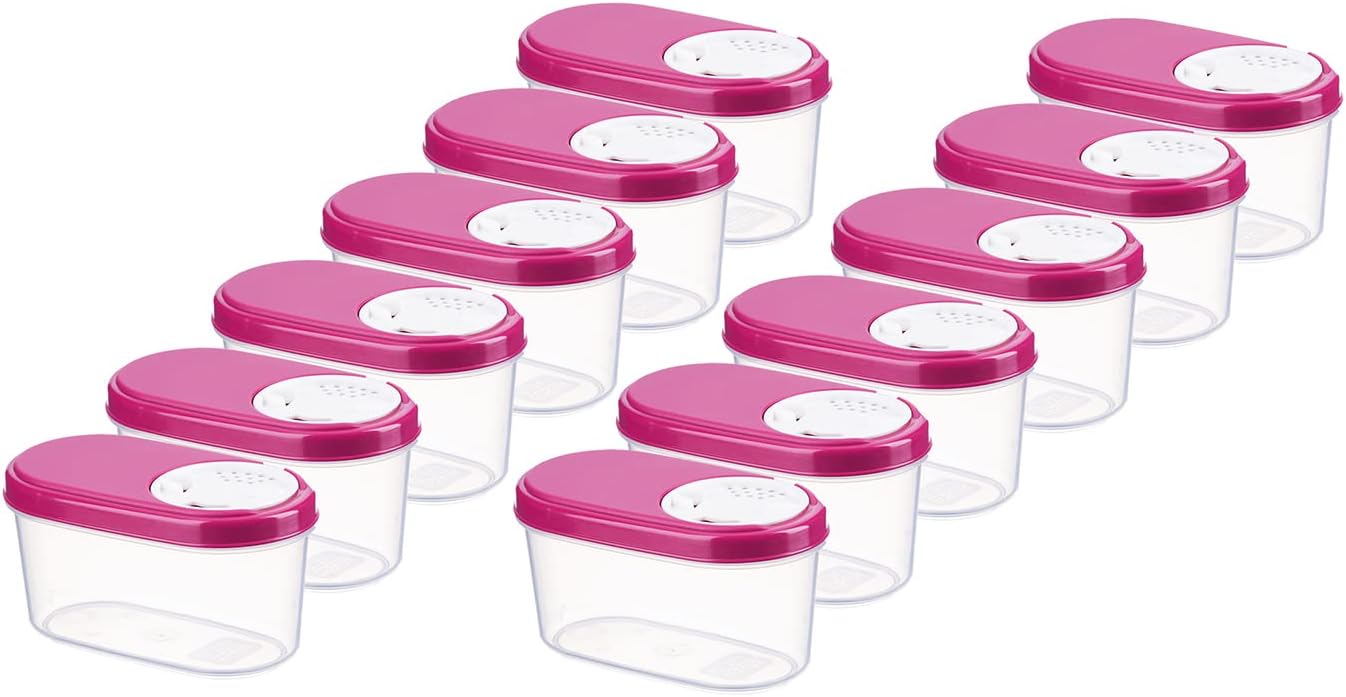 12er-Set Luftdichte Schüttdosen für Gewürze, 0,14l (12 pièces) Rosa