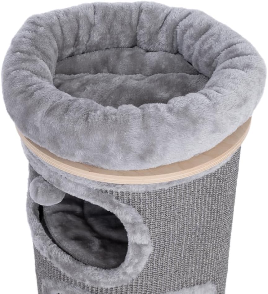 Stabile Kratztonne mit Sisal-Teppich, Hellgrau XXl - H 110 x Ø 49 cm