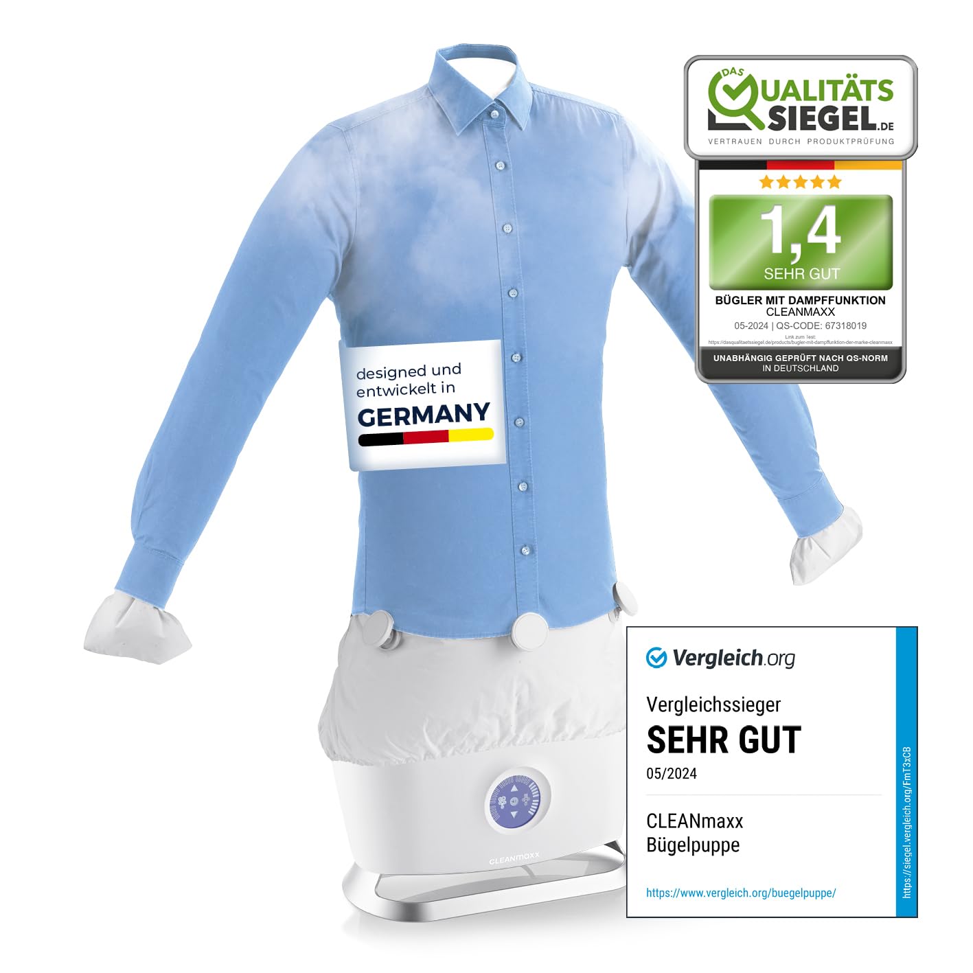 Automatischer Hemden- und Blusenbügler mit Dampffunktion, Hemdenbügler Weiss