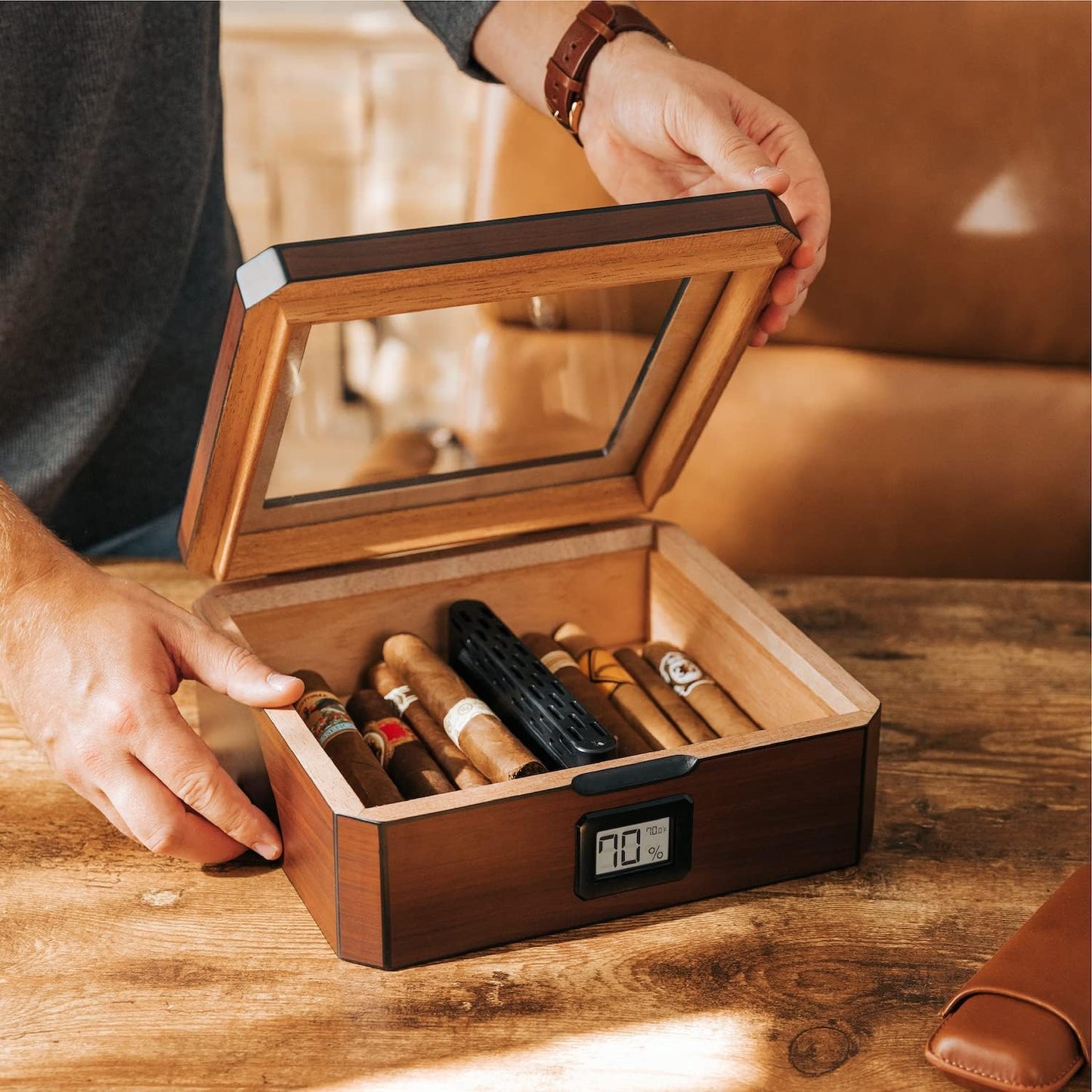 Mag Glass Humidor, Braun