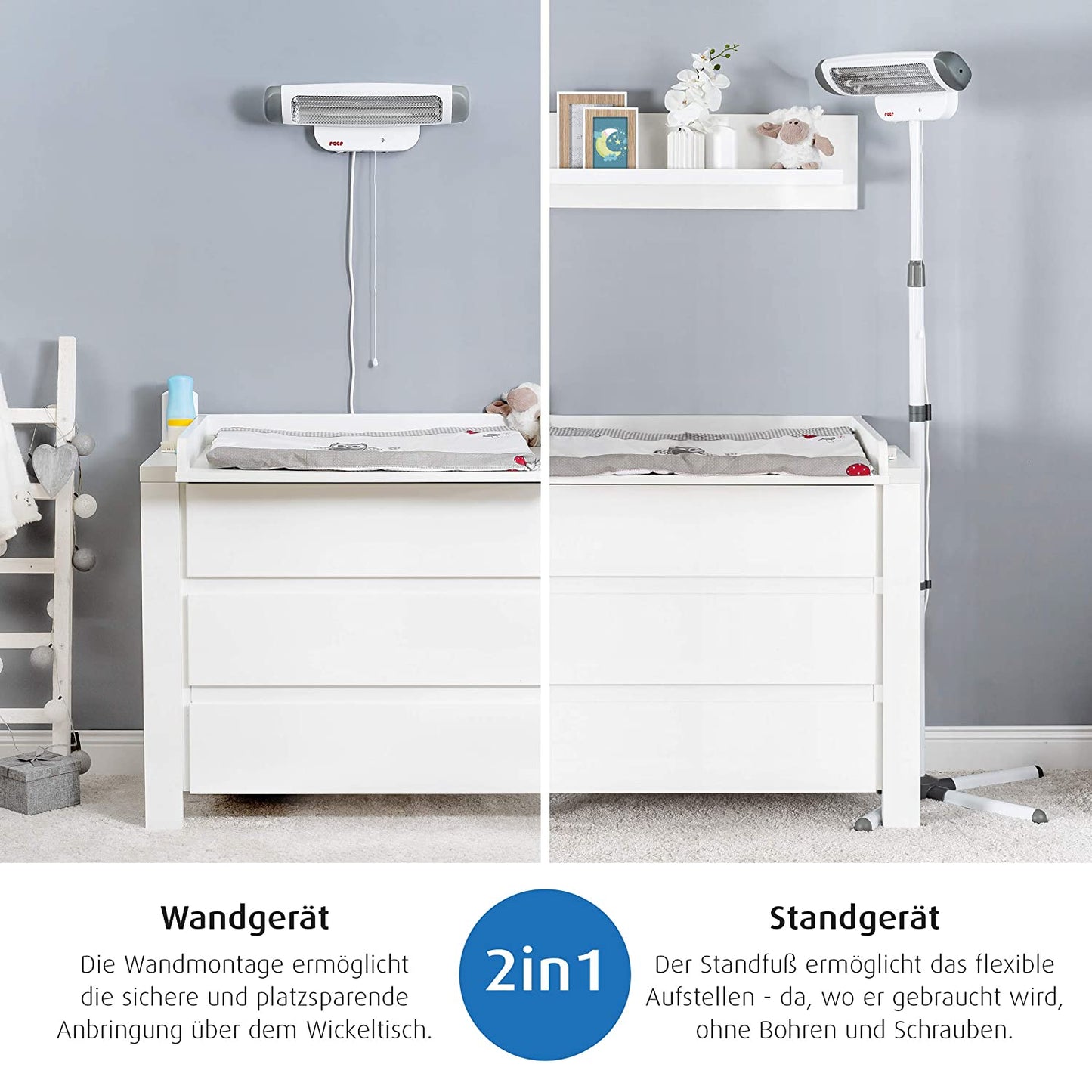 FeelWell 2in1 Wickeltisch-Wärmestrahler, Heizstrahler