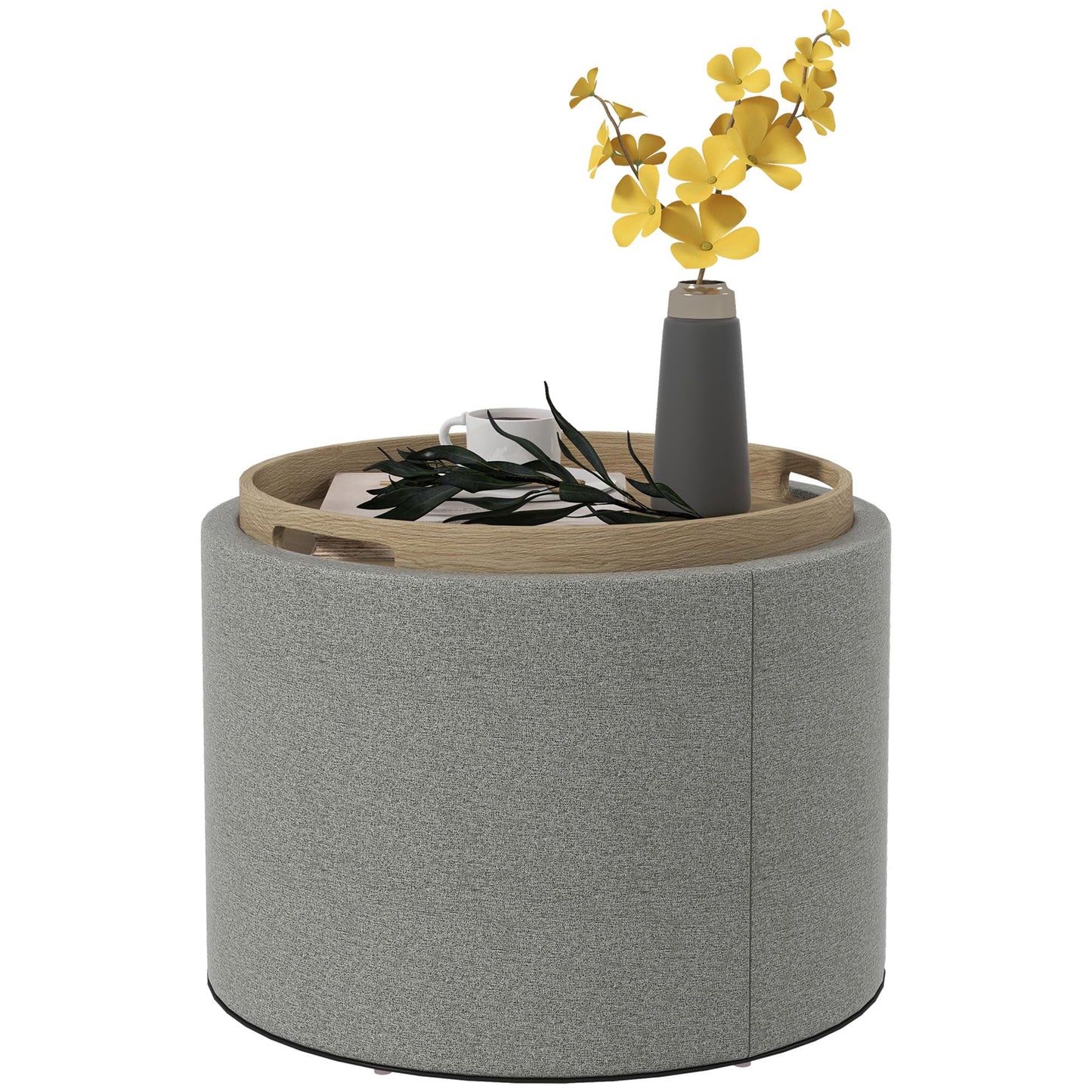 Polsterhocker mit Stauraum, Grau