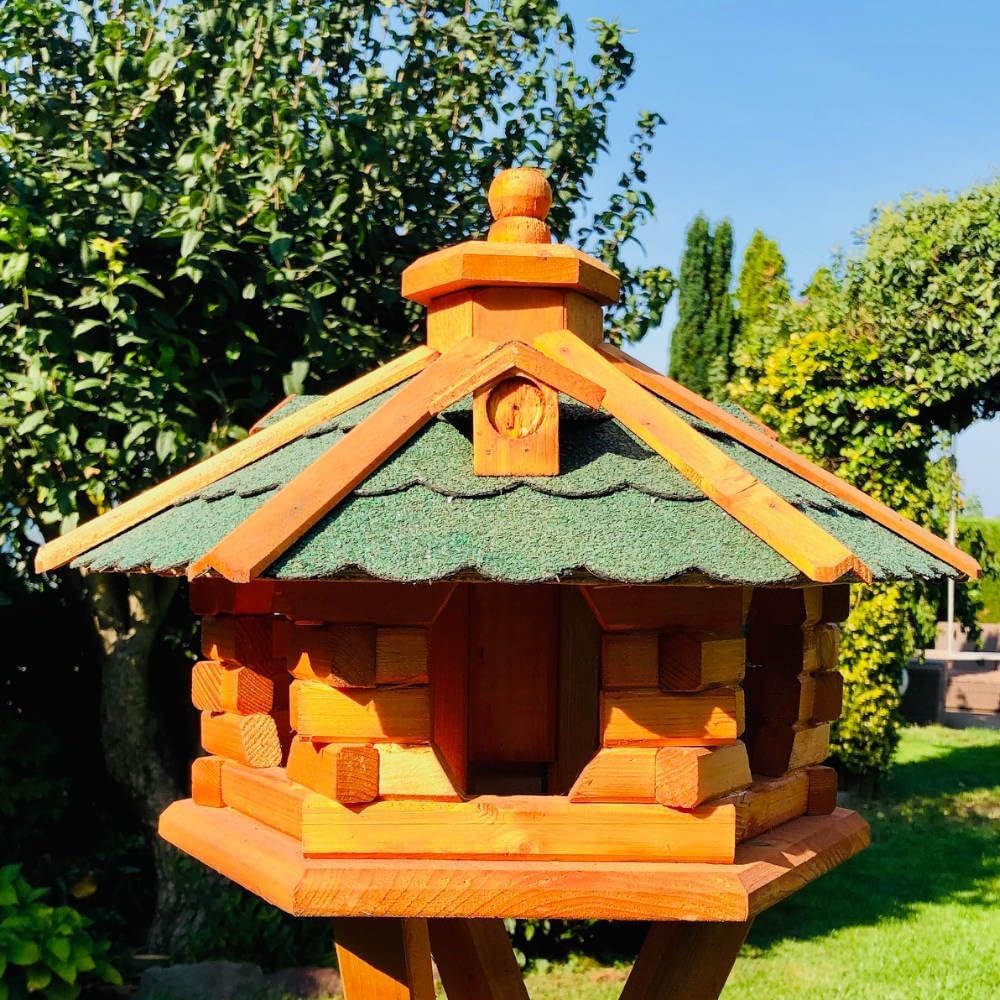 Sechseck Vogelhaus, wetterfest, ohne Ständer, Grösse L ohne Ständer Grün - Braun