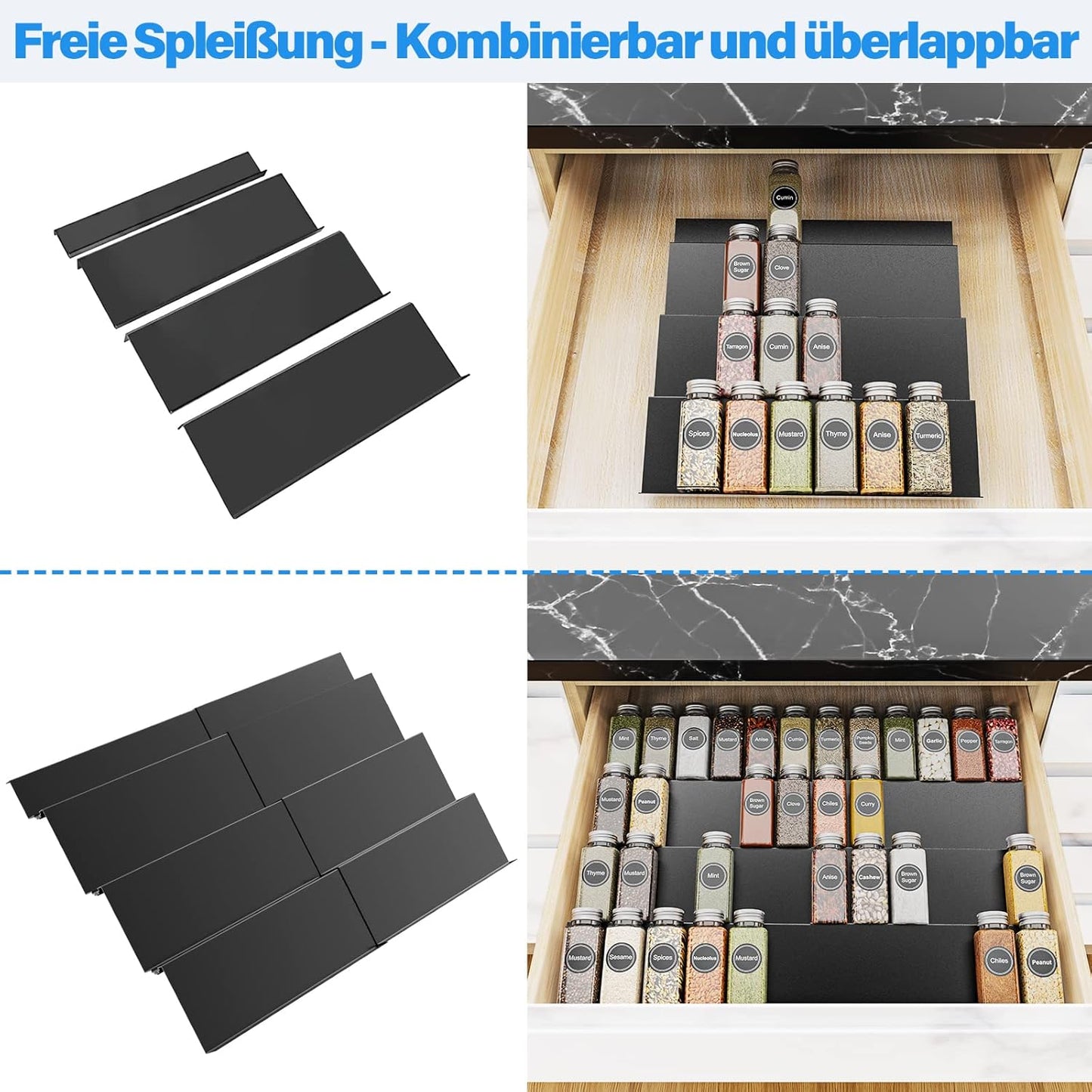 Verstellbarer Gewürzhalter für Schubladen