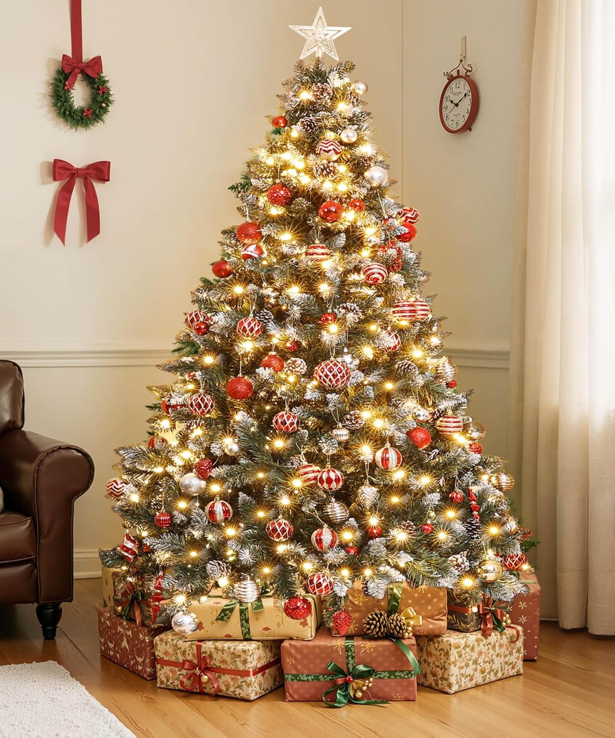 Künstlicher Weihnachtsbaum mit LED-Beleuchtung, 210 cm, 210 cm