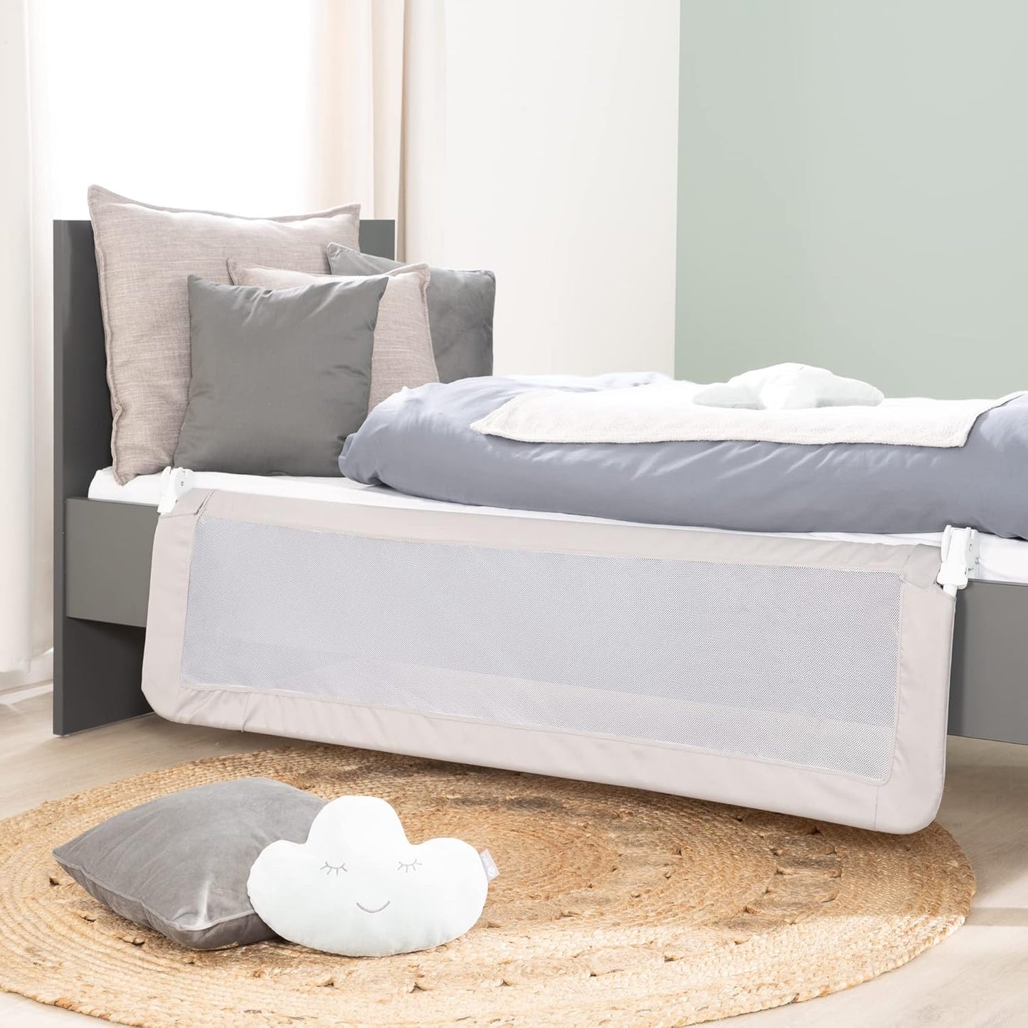 Bettschutzgitter Klipp-Klapp, Grau 100x40 cm