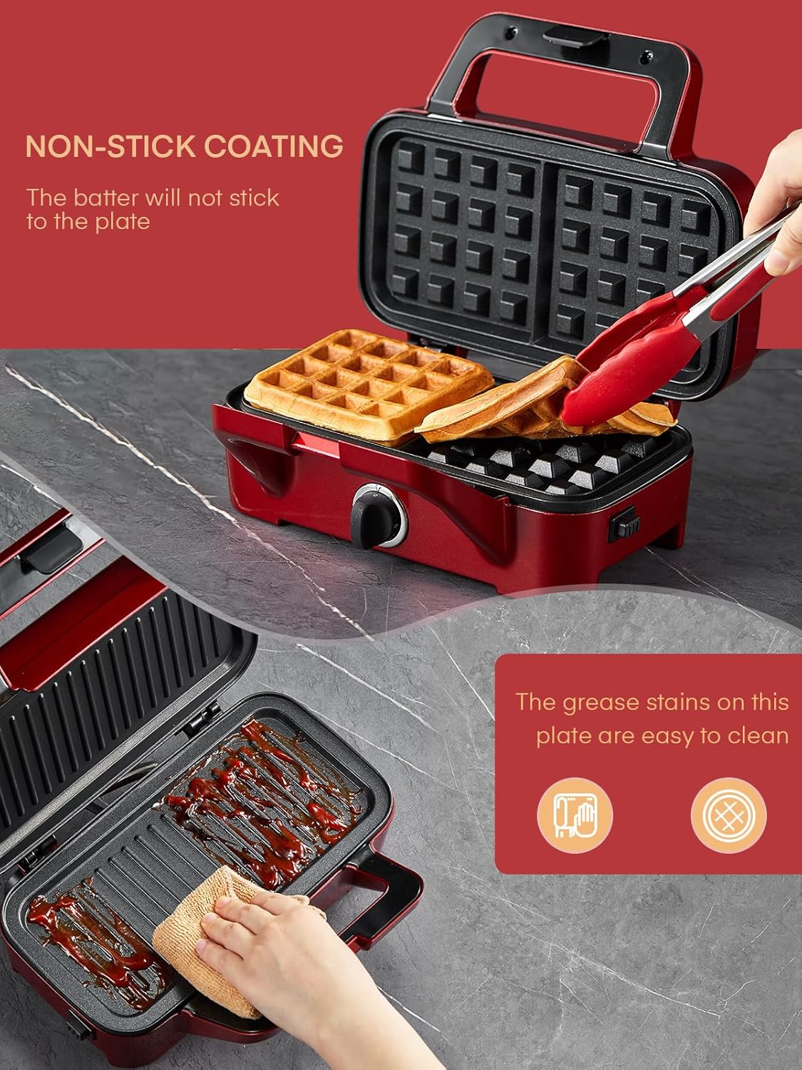 3 in 1 Sandwichmaker, Rot
